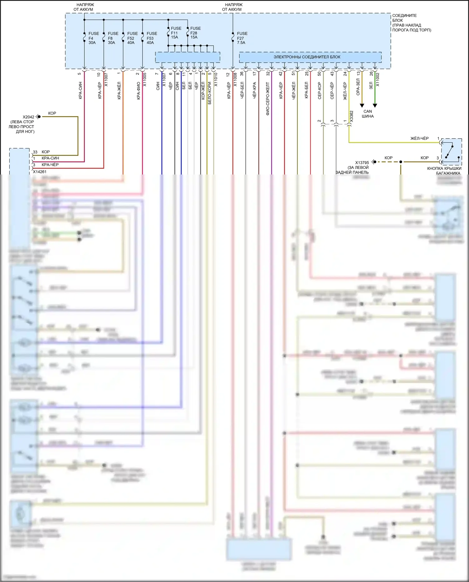 Cooper Clubman MINI I рестайлинг (2010-2014): Электросхема центрального замка, кабриолет 