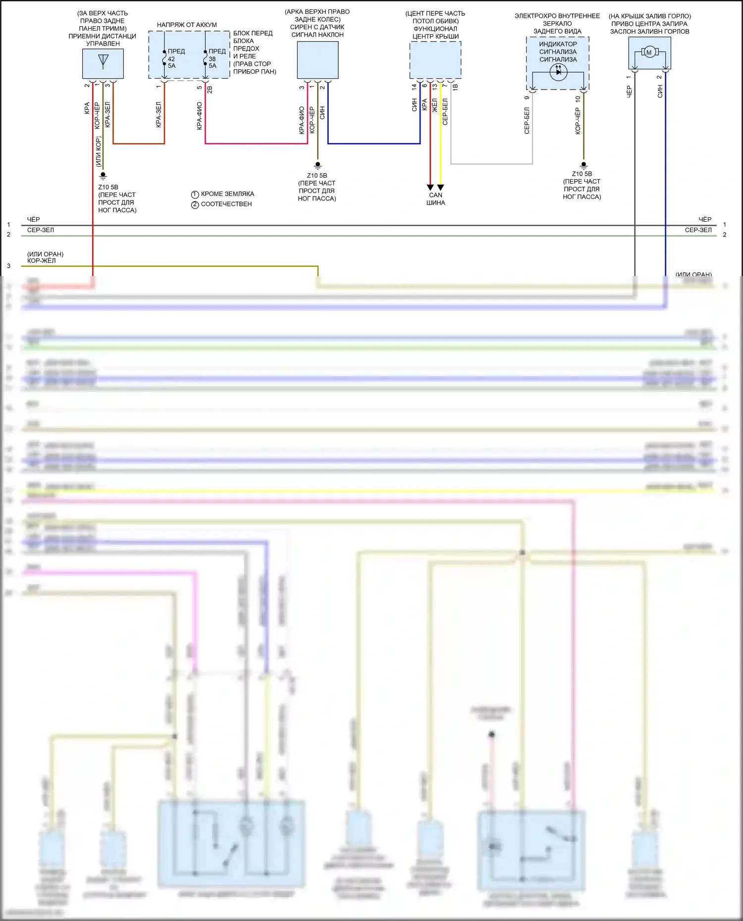 Cooper Clubman MINI II рестайлинг (2019-2024): Электросхема сигнализации и центрального запирания (2 из 3) 