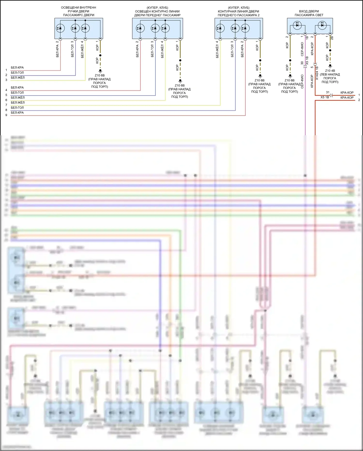 Cooper Clubman MINI II (2015-2019): Электросхема освещения салона (3 из 4) 