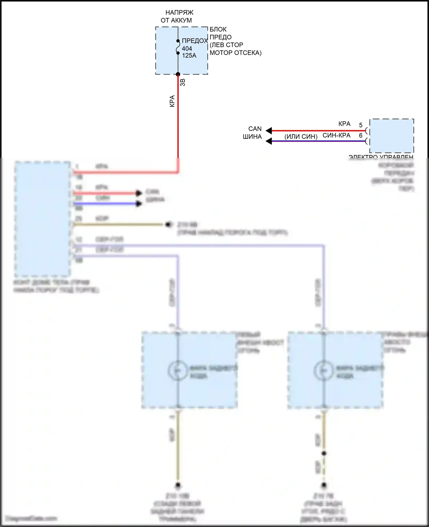 Cooper Countryman MINI II рестайлинг (2020-2023): Электросхема фонарей заднего хода 