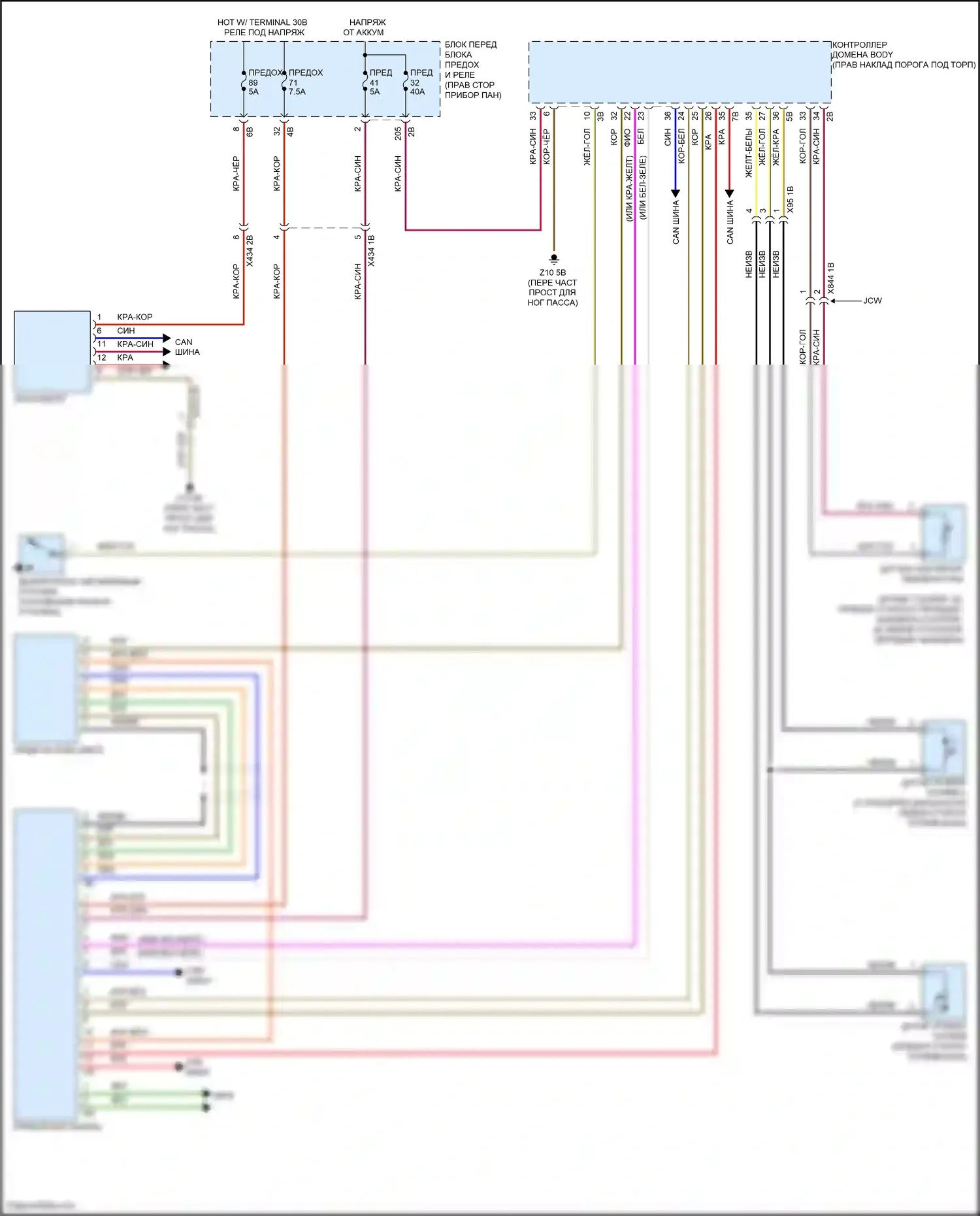Cooper Countryman MINI II рестайлинг (2020-2023): Электросхема приборной панели 