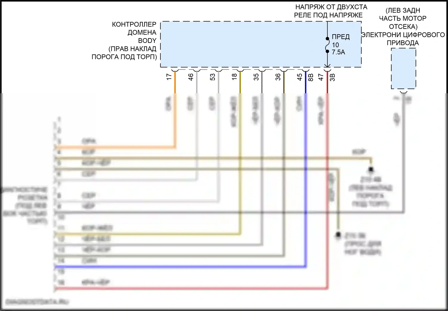 Cooper Countryman MINI II (2016-2020): Электросхема диагностического разхъема 