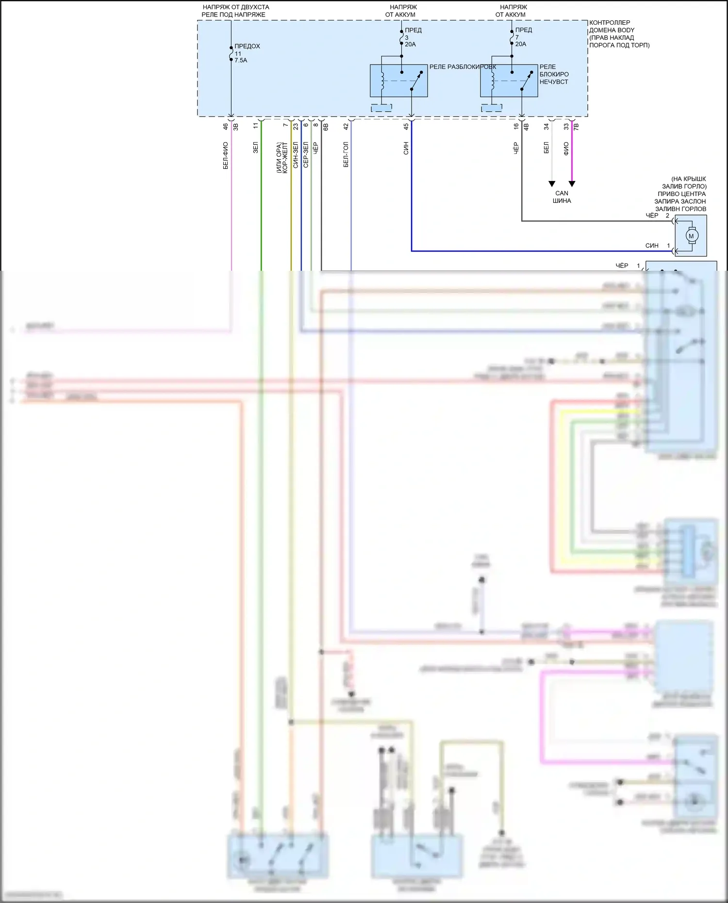 Cooper Countryman MINI III (2023-2024): Электросхема открытия багажника и лючка топливного бака (2 из 2) 