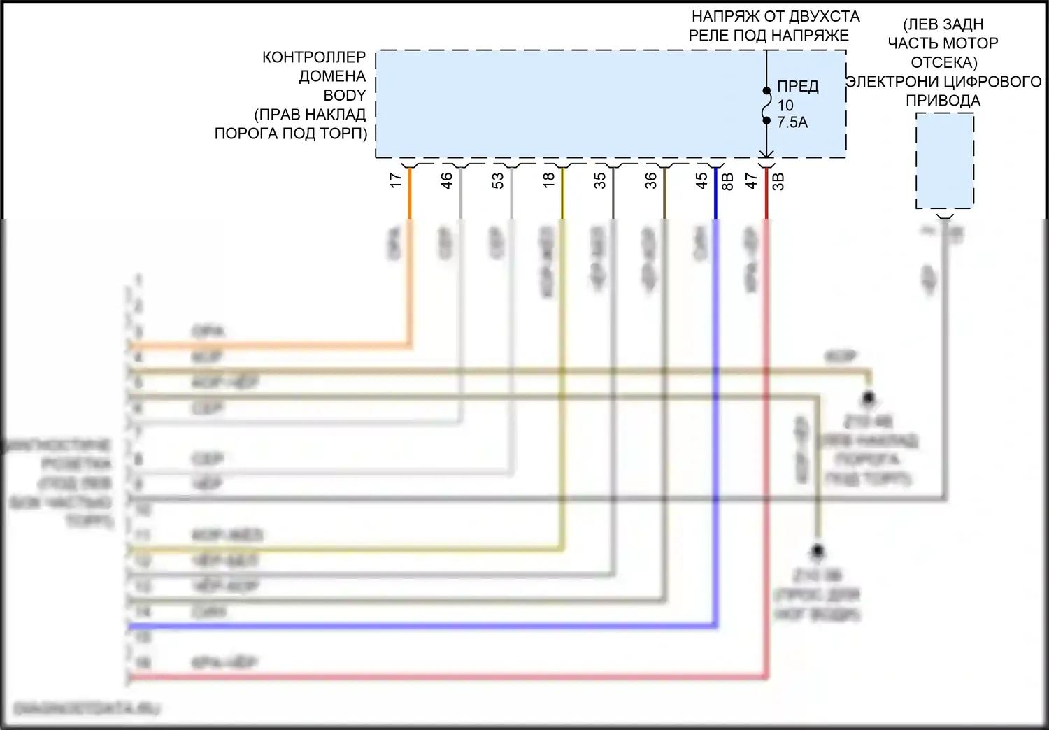 Cooper Countryman MINI III (2023-2024): Электросхема диагностического разхъема 