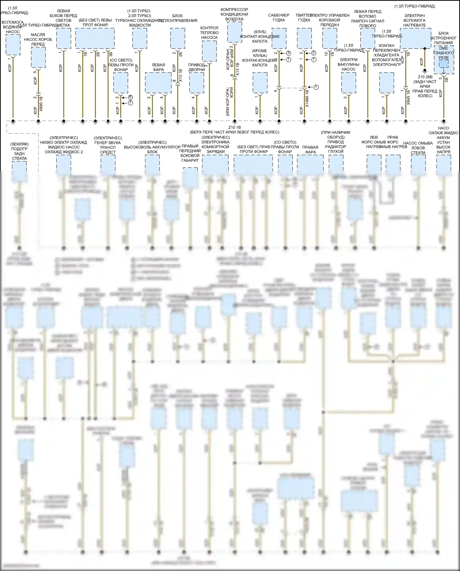 Cooper Countryman MINI III (2023-2024): Электросхема точек подключения масс (1 из 4) 