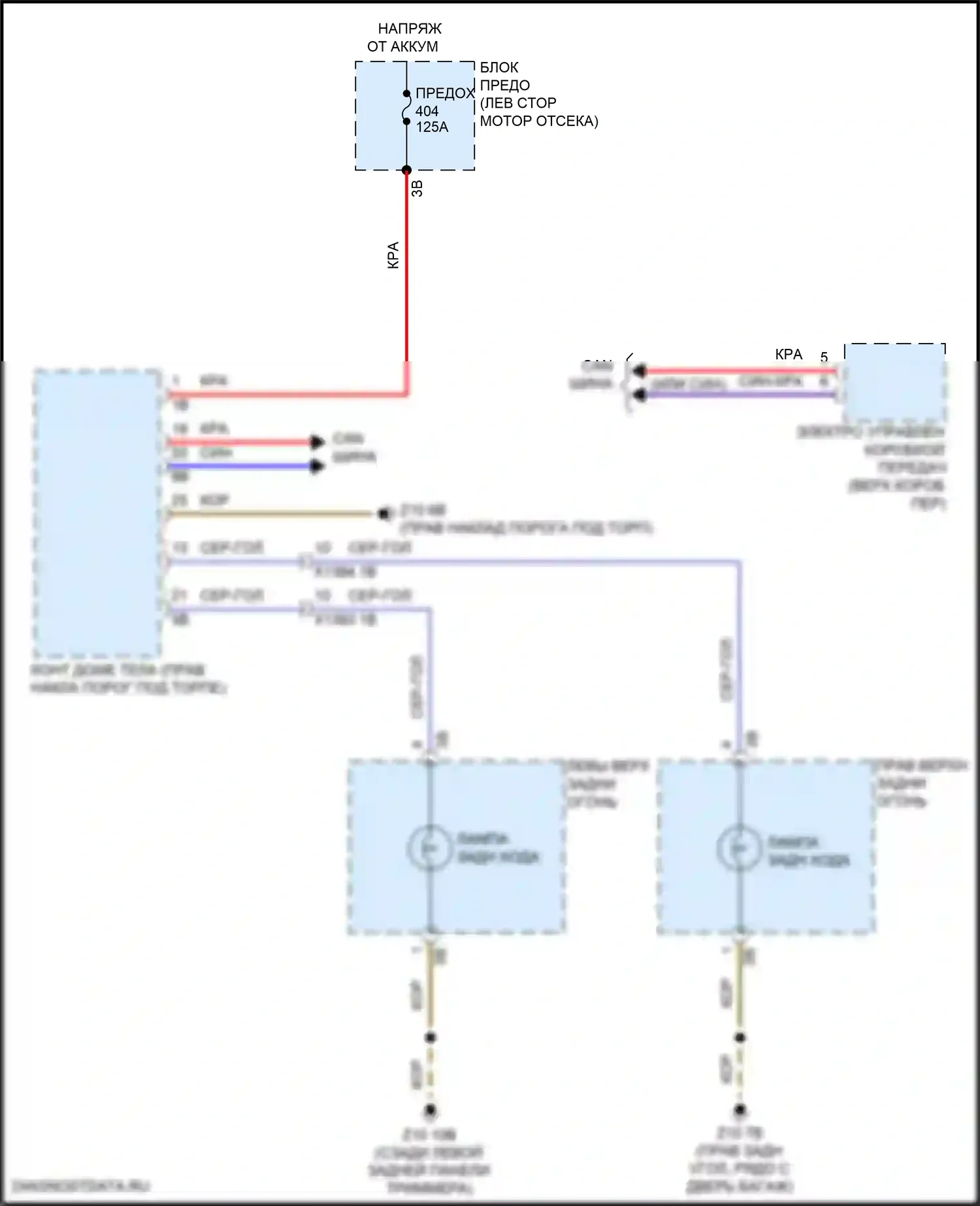 Cooper S Clubman MINI II рестайлинг (2019-2024): Электросхема фонарей заднего хода 