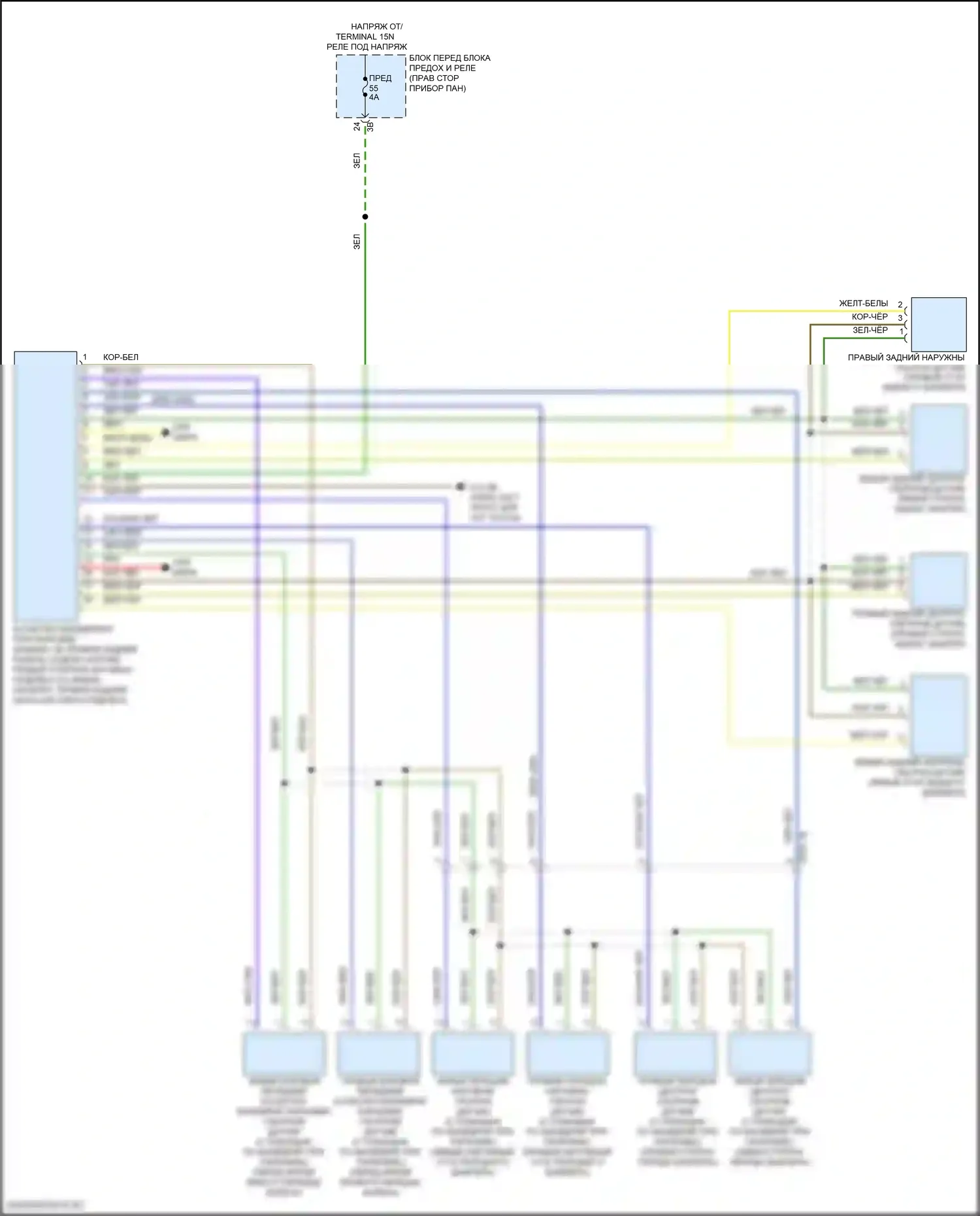 Cooper S Clubman MINI II рестайлинг (2019-2024): Электросхема парктроника 