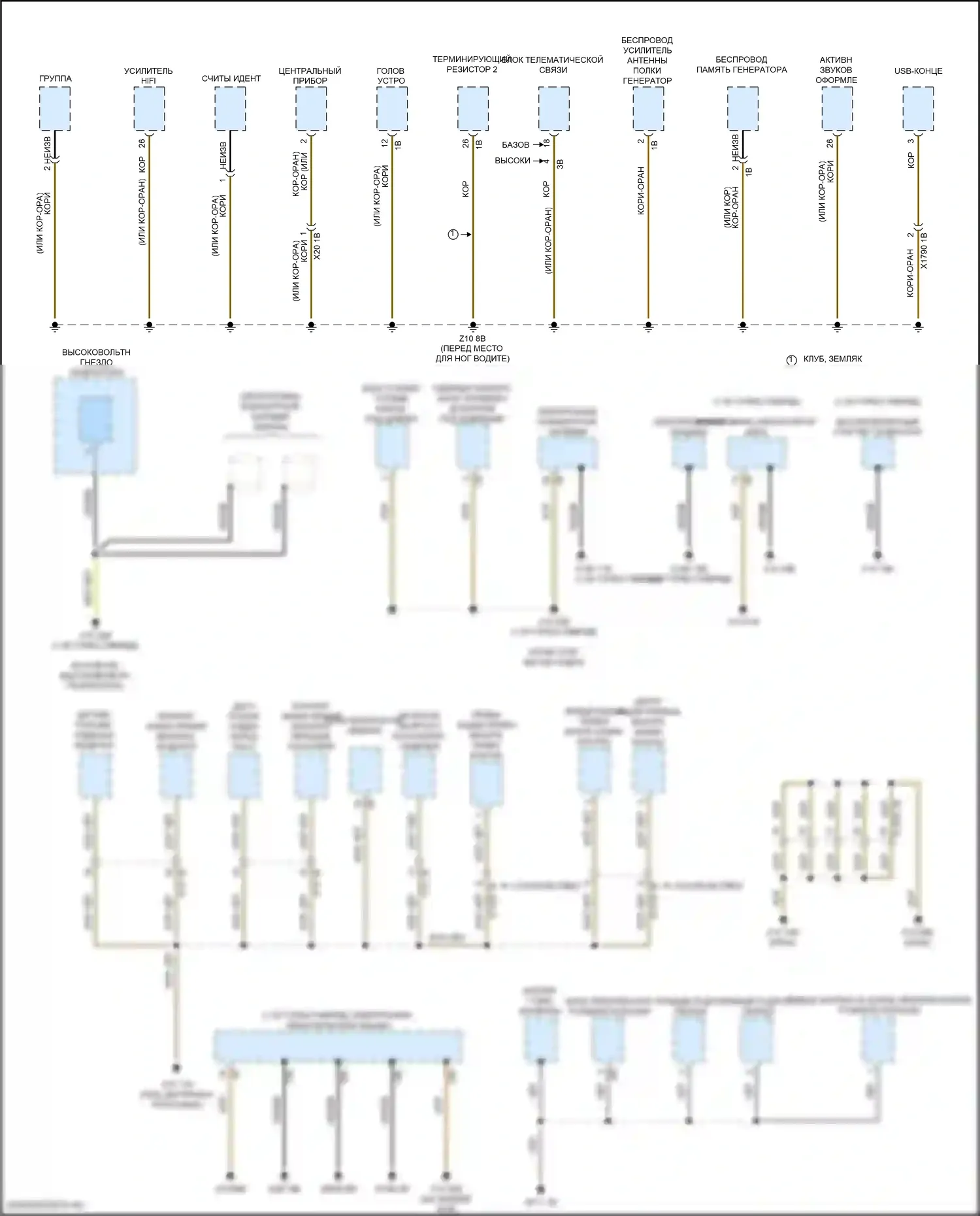 Cooper S Clubman MINI II рестайлинг (2019-2024): Электросхема точек подключения масс (4 из 4) 