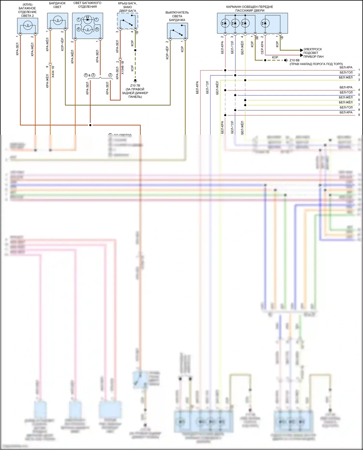 Cooper S Clubman MINI II (2015-2019): Электросхема освещения салона (2 из 4) 