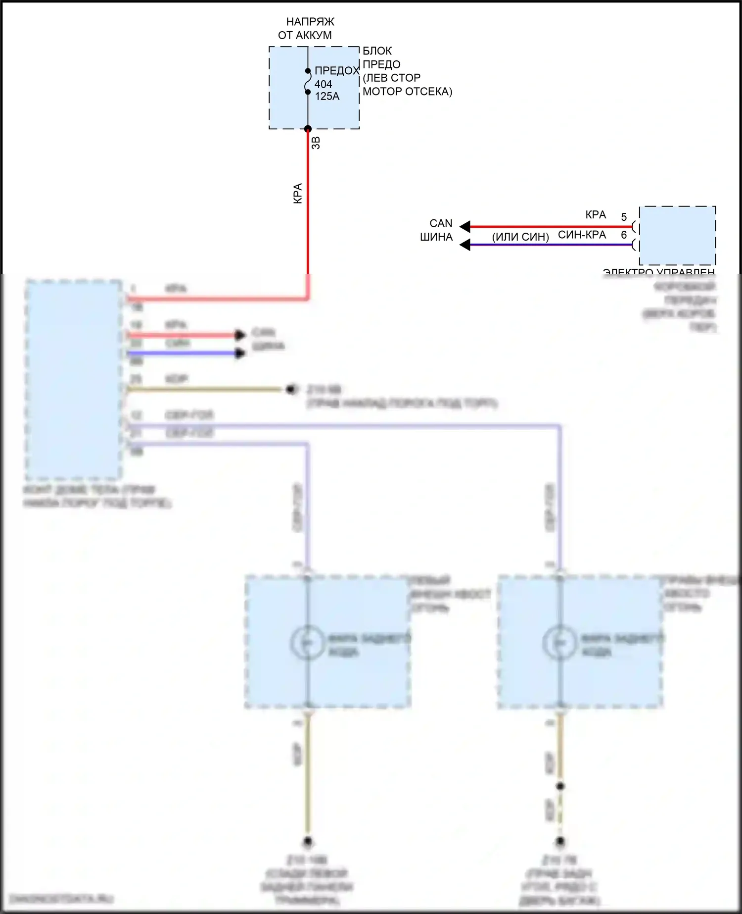 Cooper S Countryman MINI II рестайлинг (2020-2023): Электросхема фонарей заднего хода 