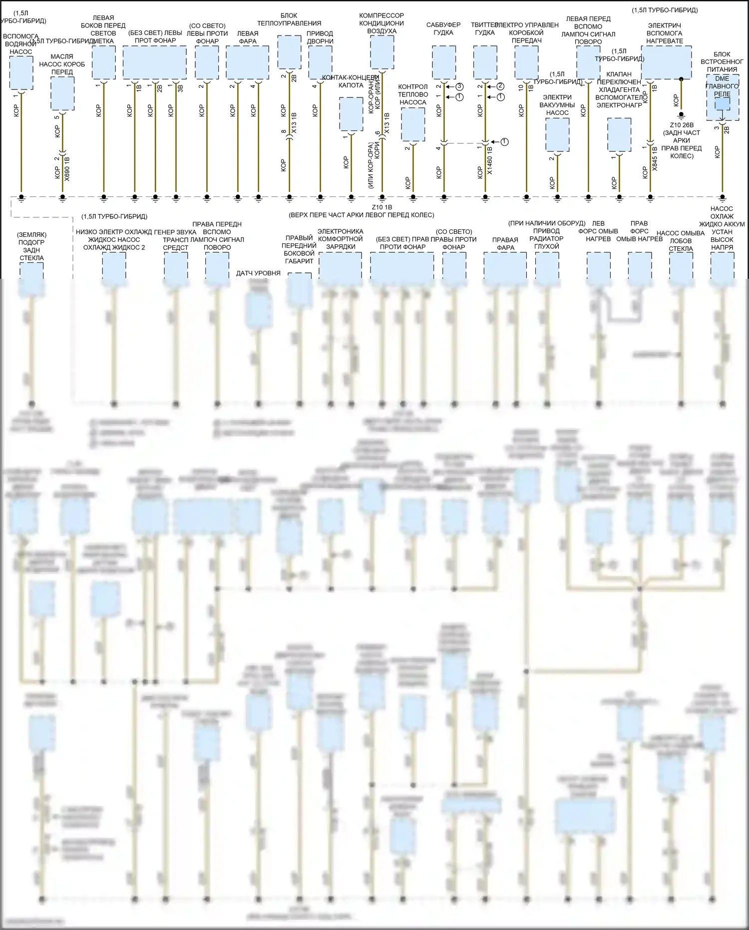 Cooper S Countryman MINI II рестайлинг (2020-2023): Электросхема точек подключения масс (1 из 4) 