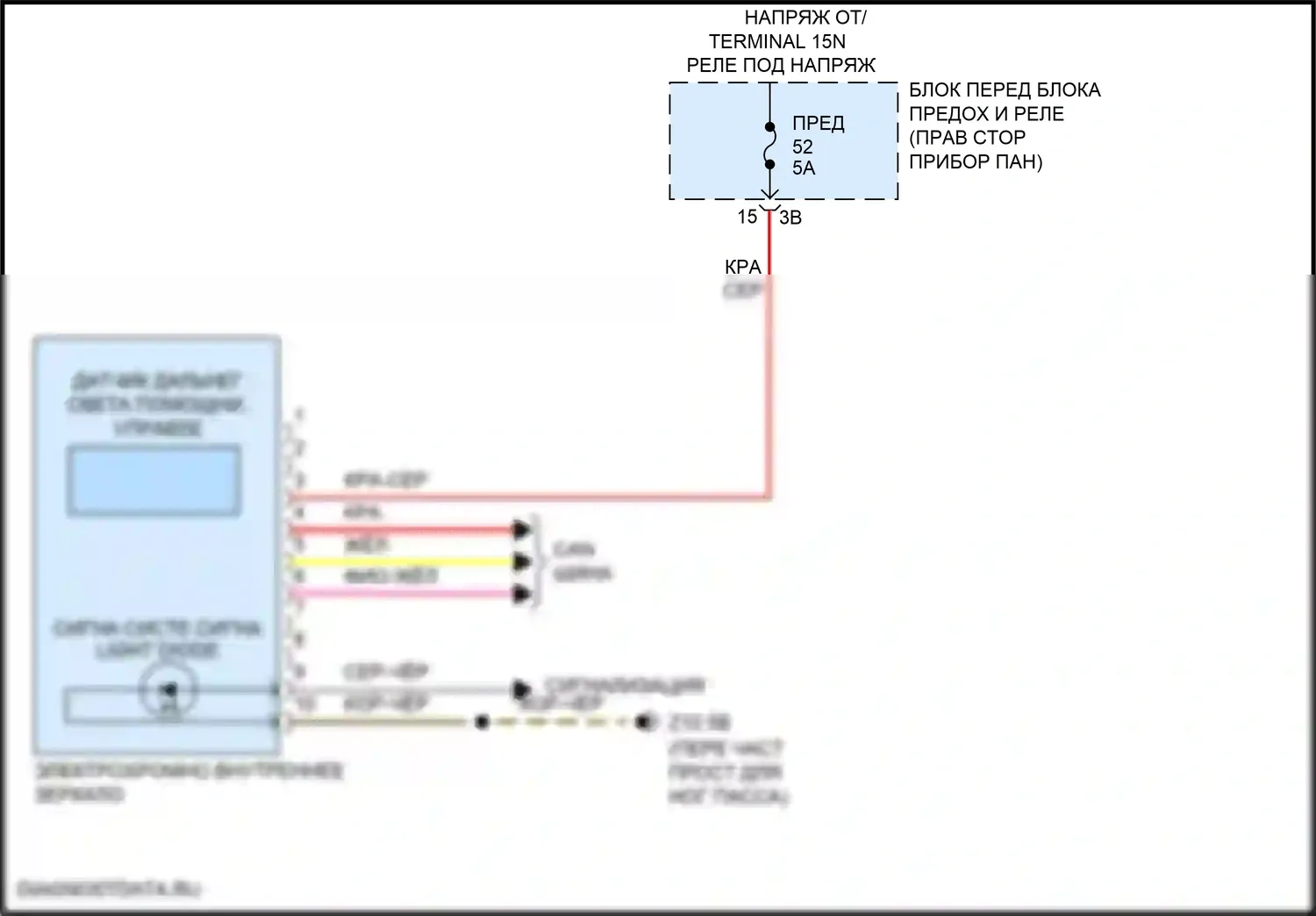 Cooper S Countryman MINI II рестайлинг (2020-2023): Электросхема электрохромного зеркала 