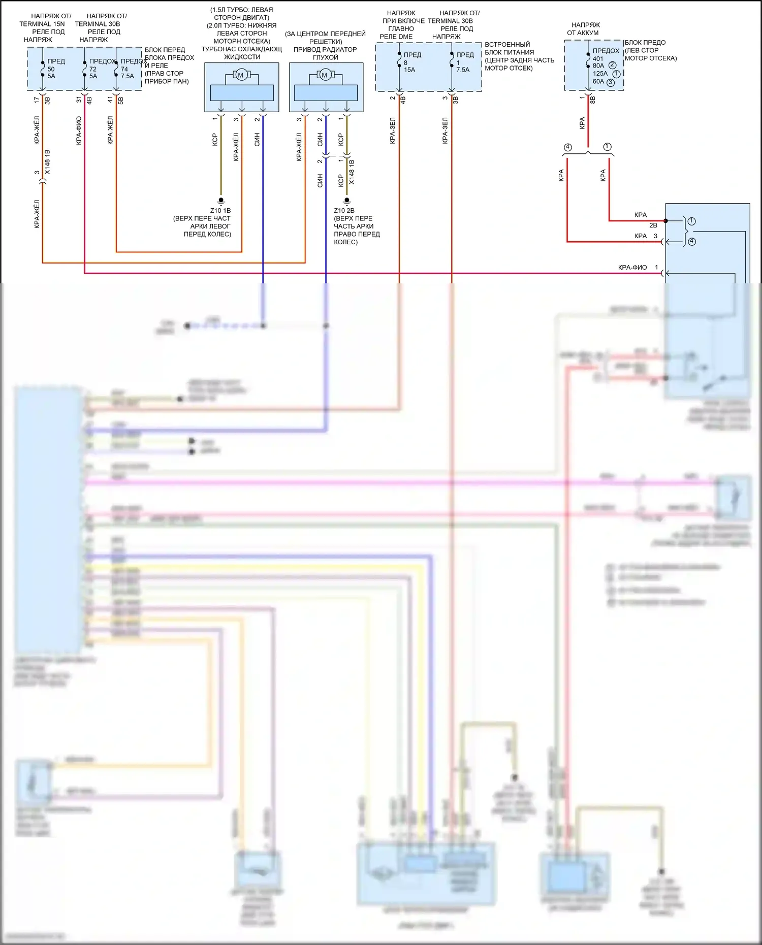 Cooper S Countryman MINI II рестайлинг (2020-2023): Электросхема вентилятора охлаждения, кроме гибридного 