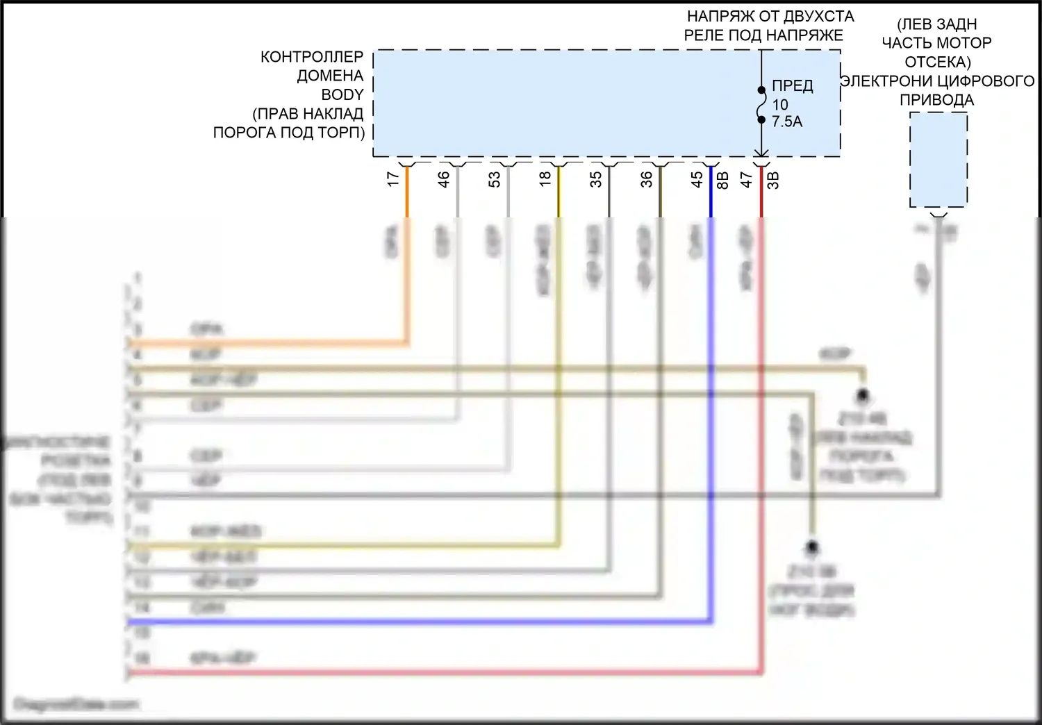 Cooper S Countryman MINI III (2023-2024): Электросхема диагностического разхъема 