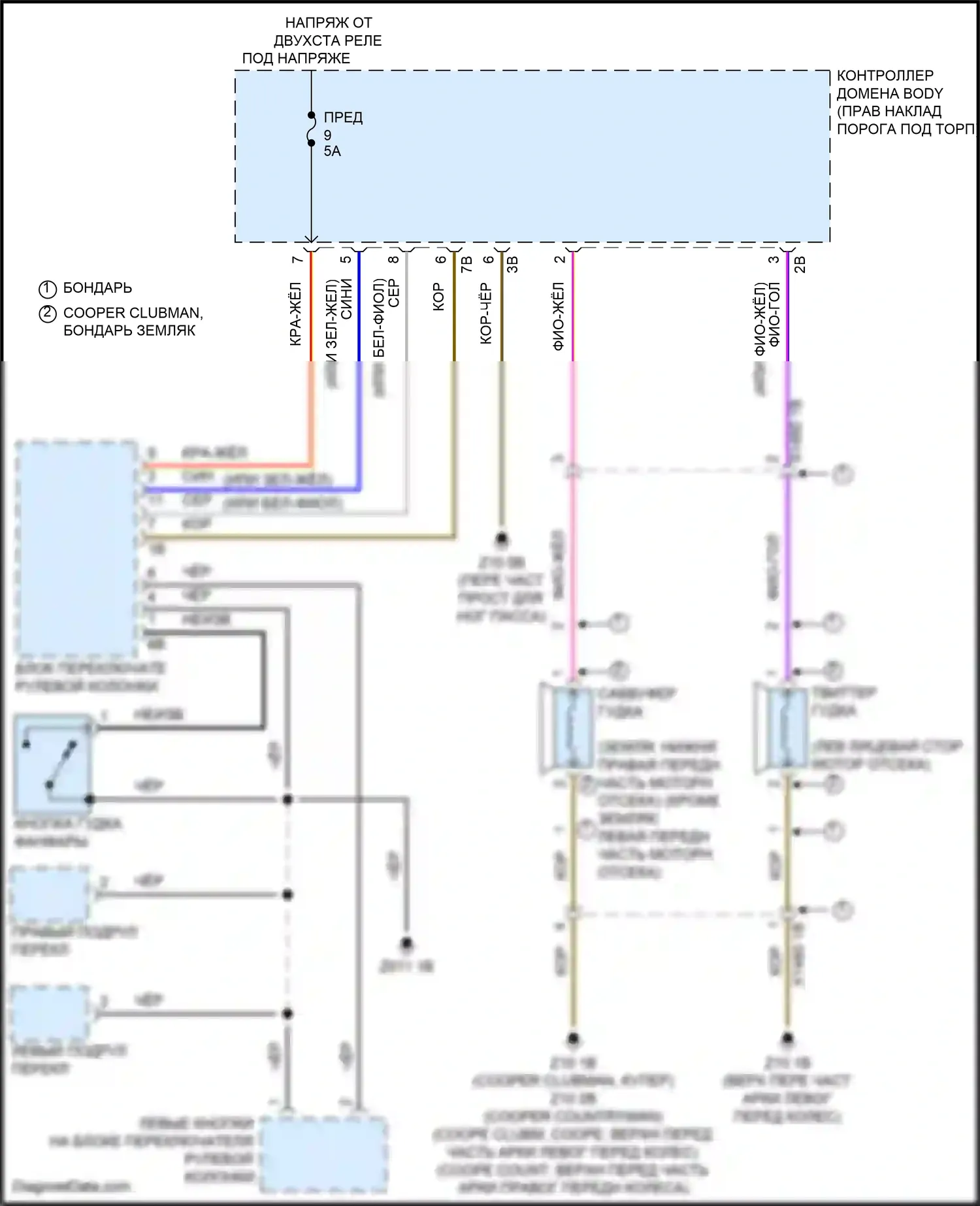 Cooper S MINI III рестайлинг 2 (2021-2024): Электросхема клаксона 