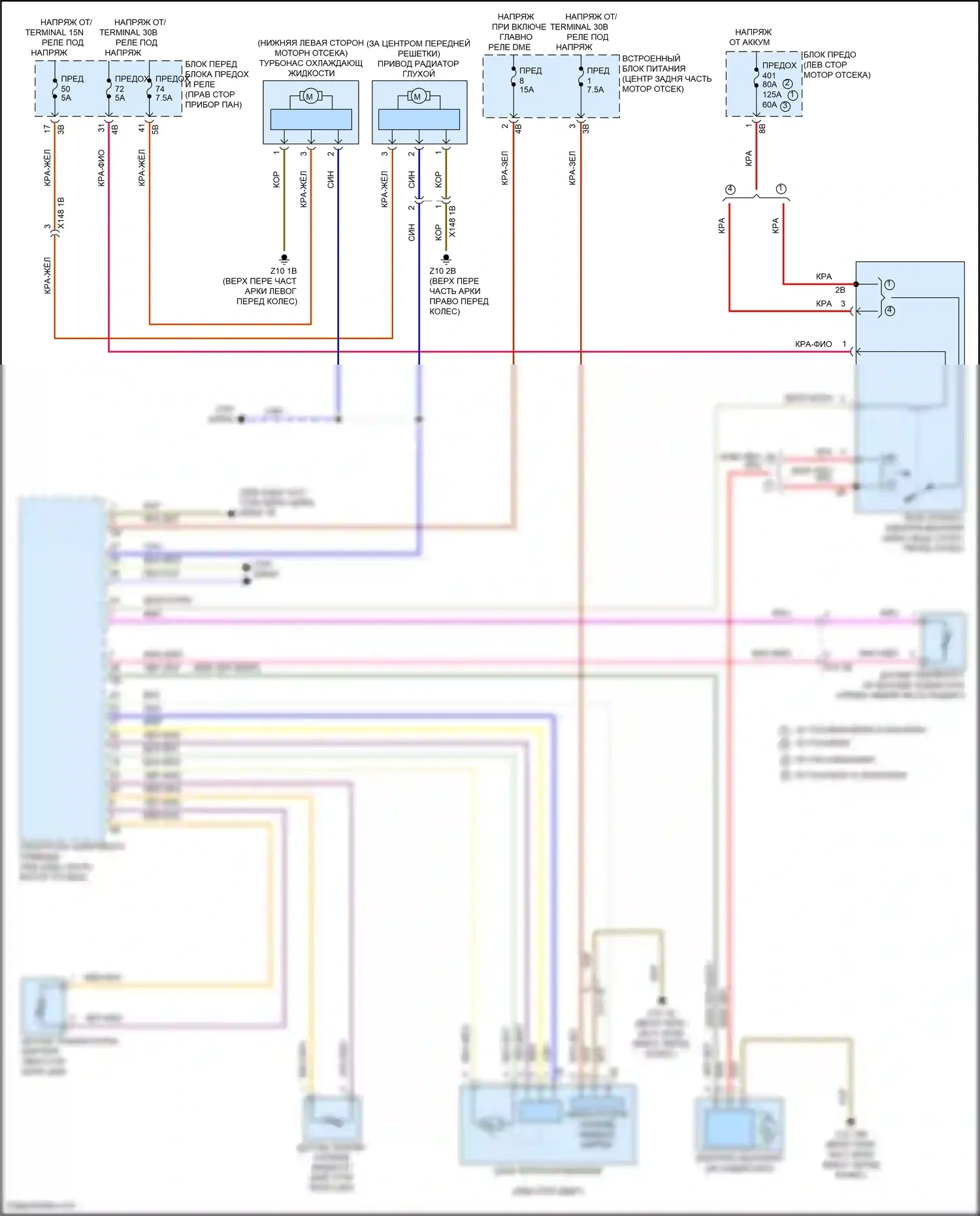 Cooper S MINI III рестайлинг 2 (2021-2024): Электросхема вентилятора охлаждения, кроме электрического 