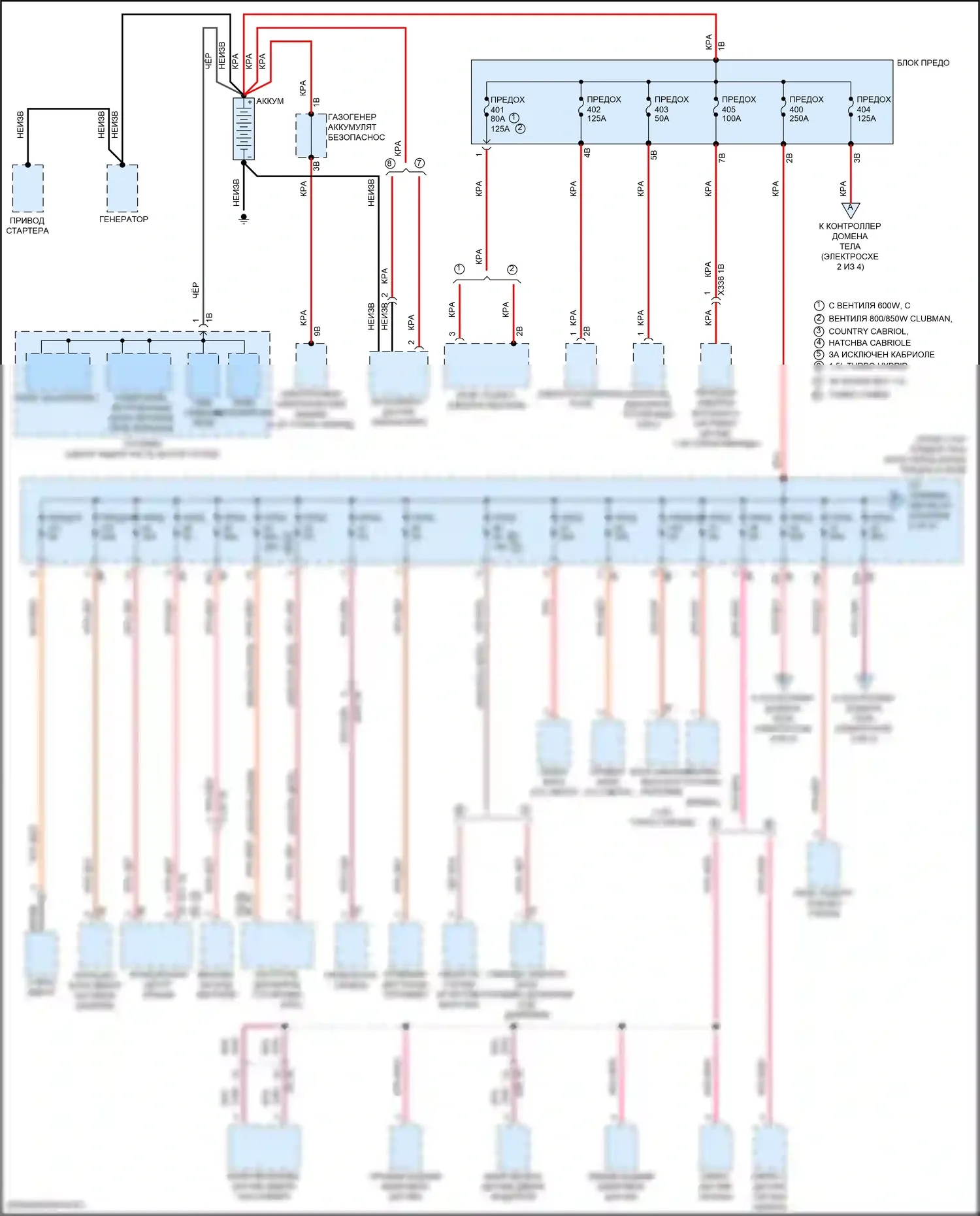 Cooper S MINI III рестайлинг (2018-2021): Электросхема блока предохранителей реле (1 из 4) 