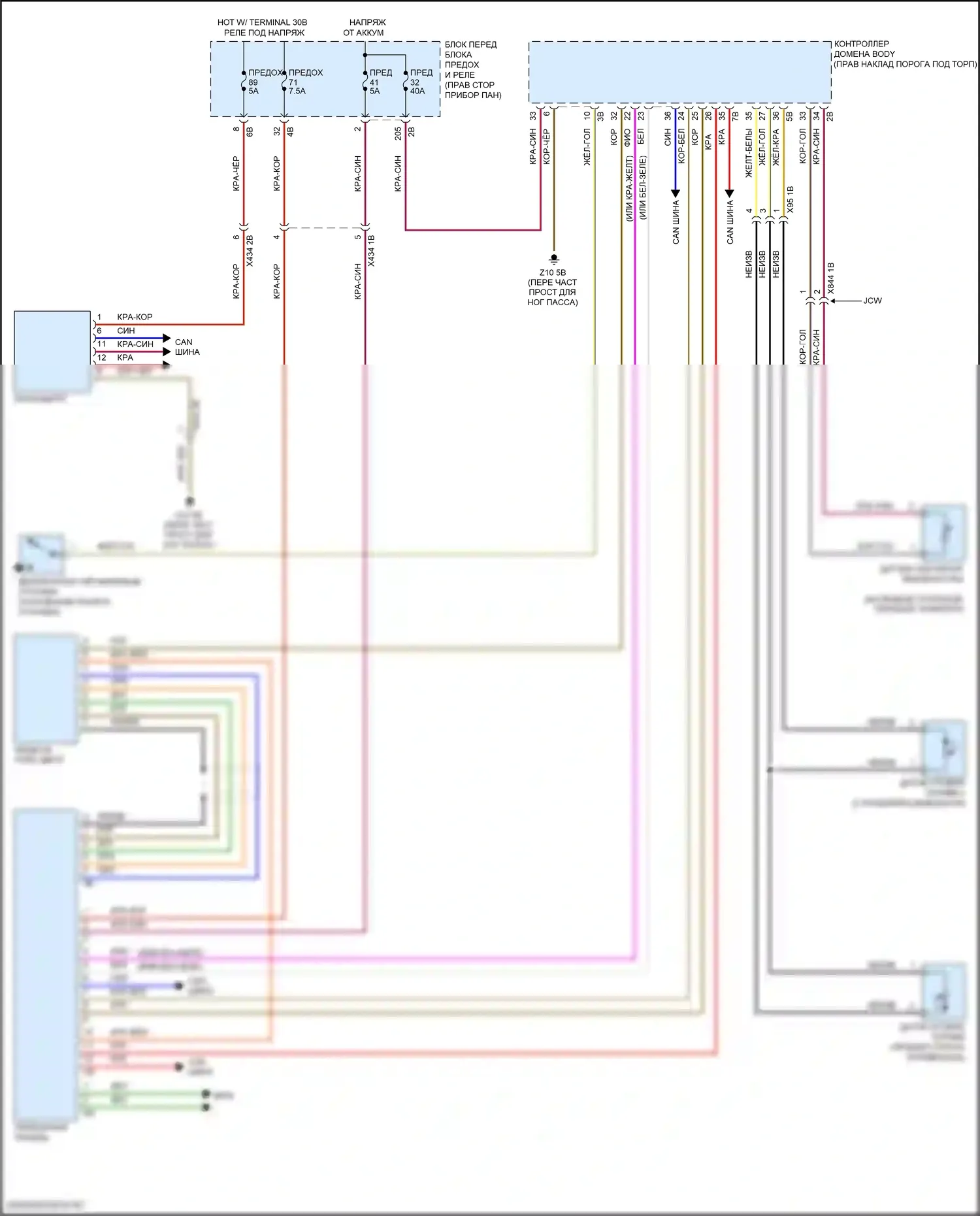 Cooper S MINI III рестайлинг (2018-2021): Электросхема приборной панели 