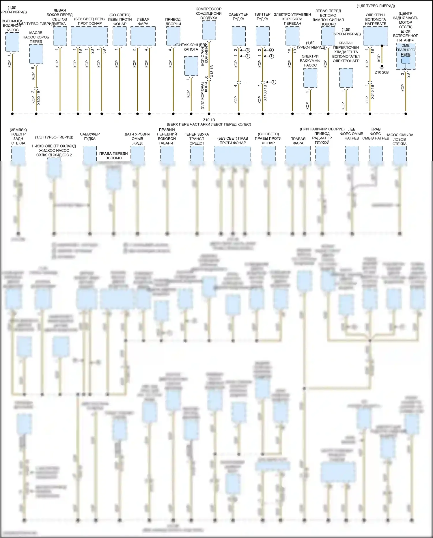 Cooper S MINI III рестайлинг (2018-2021): Электросхема точек подключения масс (1 из 4) 