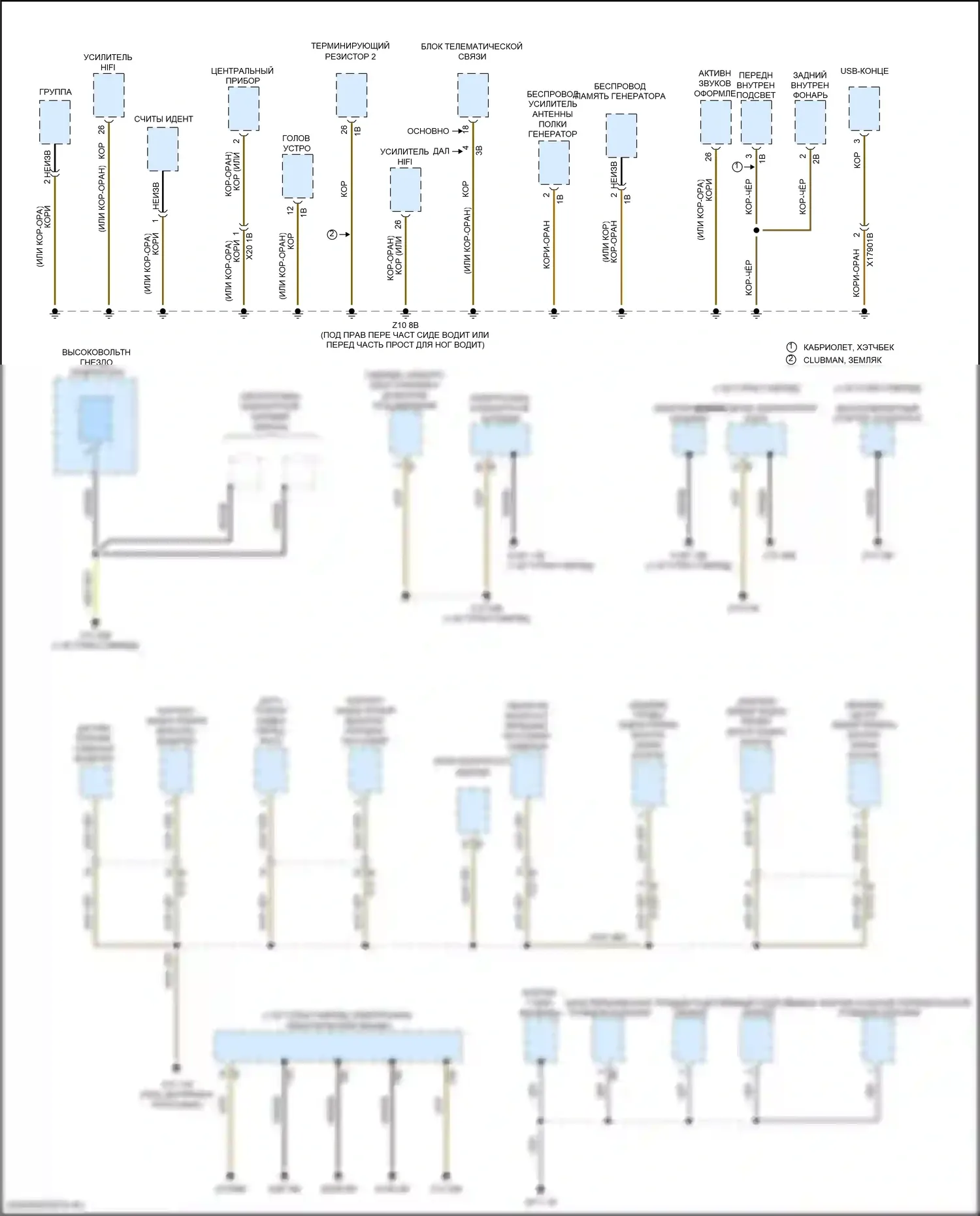 Cooper S MINI III рестайлинг (2018-2021): Электросхема точек подключения масс (4 из 4) 