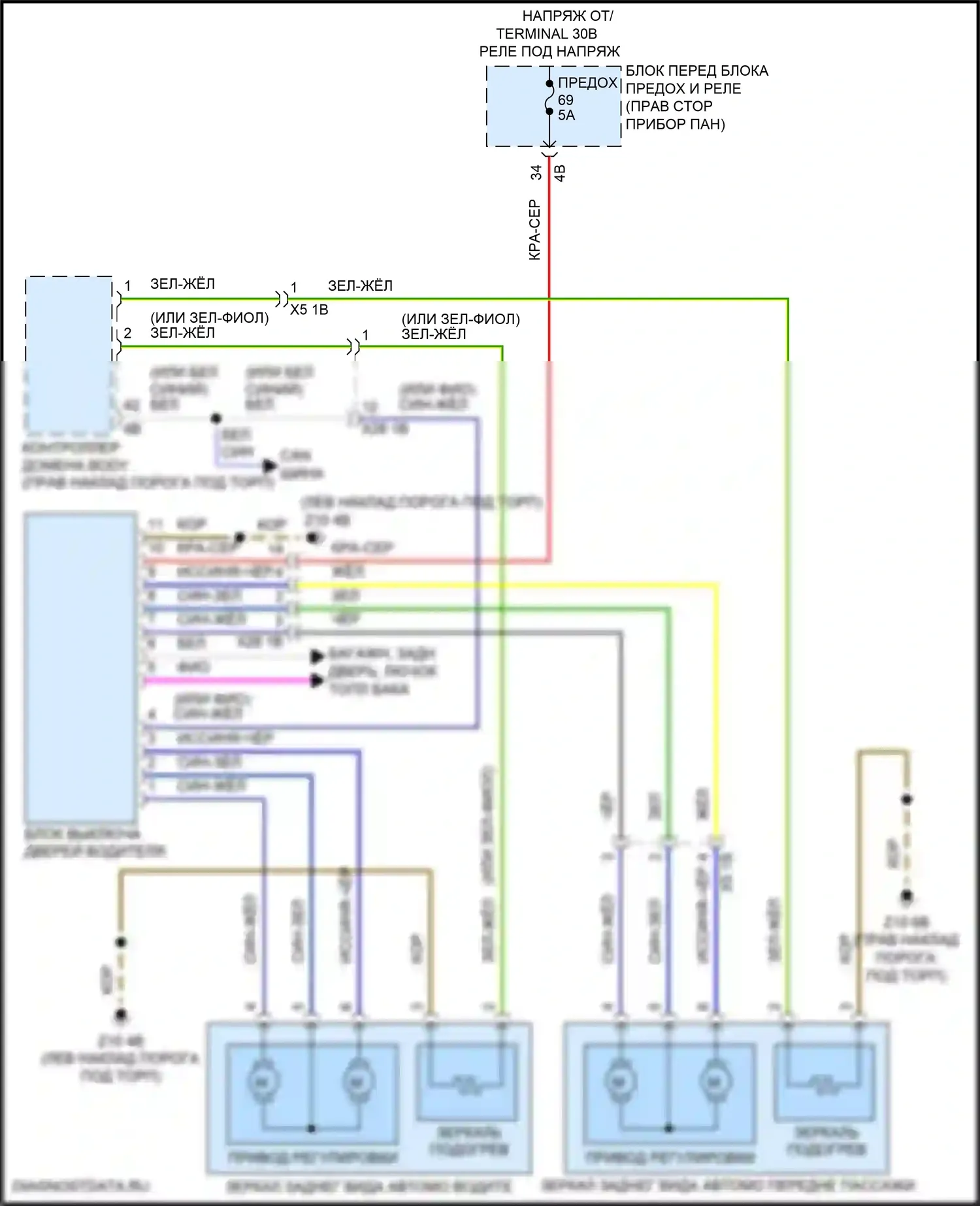 Cooper S MINI III рестайлинг (2018-2021): Управление зеркалами заднего вида электросхема, без функции lin bus 