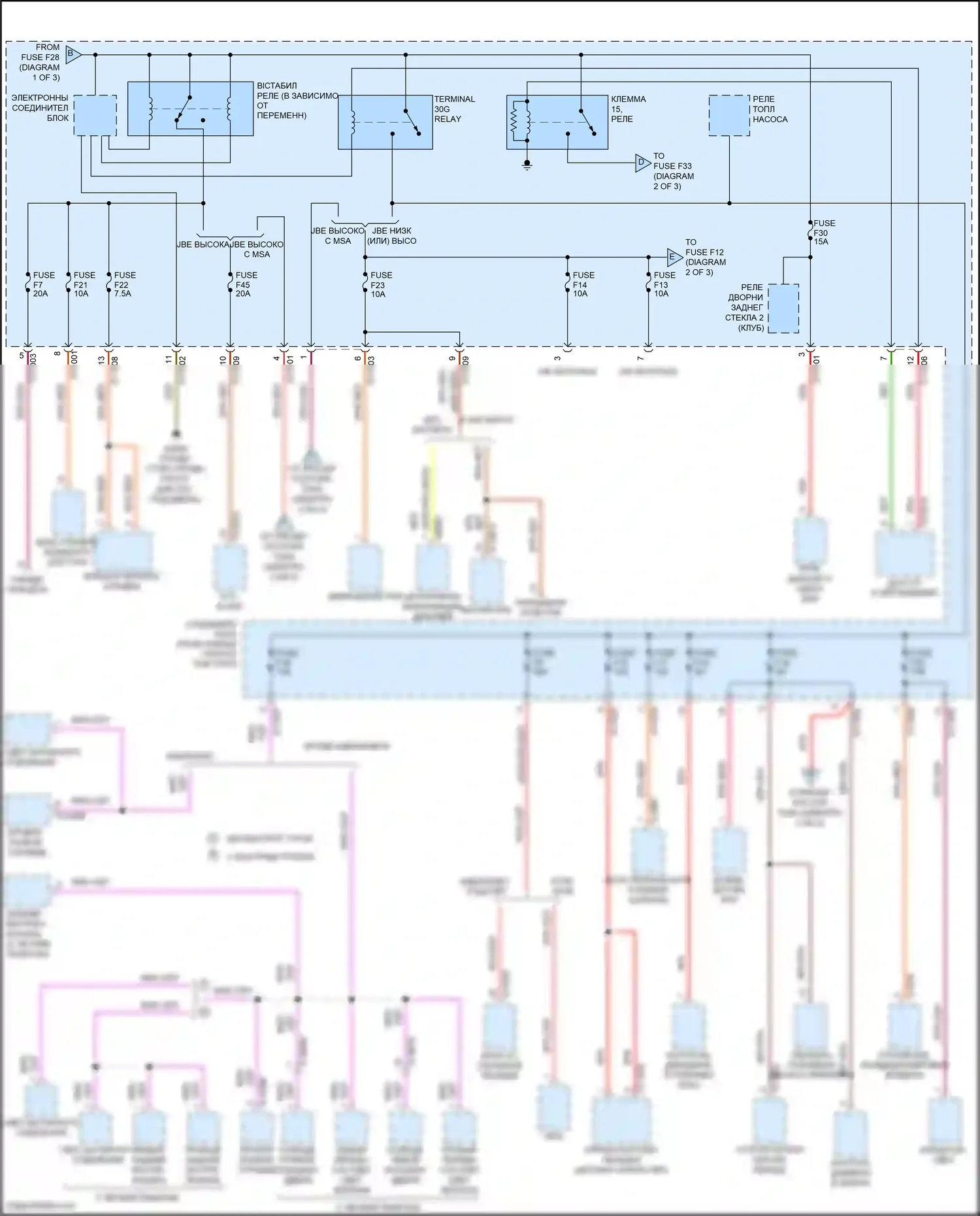 Cooper S MINI III (2013-2018): Электросхема блока предохранителей реле, кабриолет (3 из 3) 