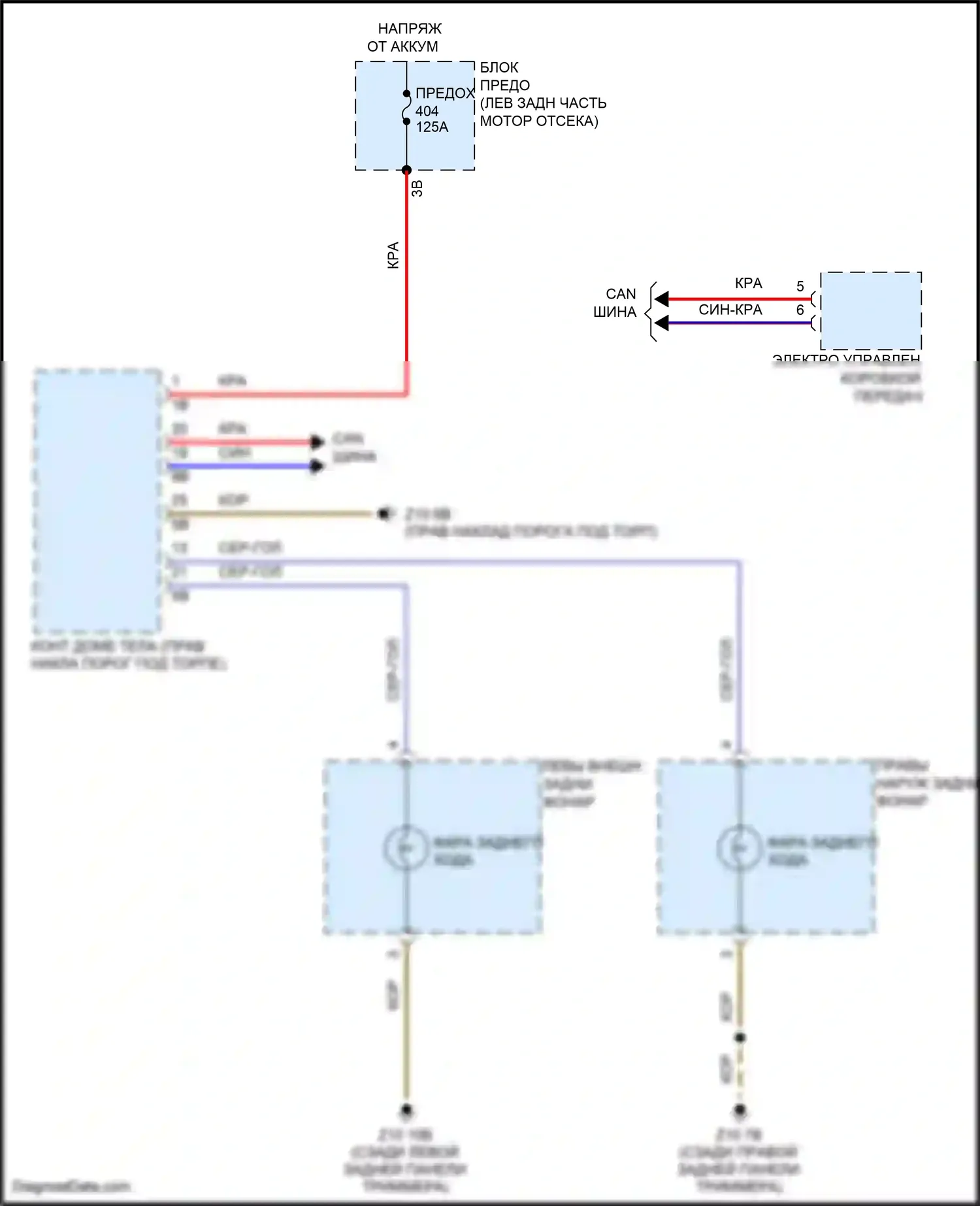 Cooper S MINI III (2013-2018): Электросхема фонарей заднего хода, хэтчбек 