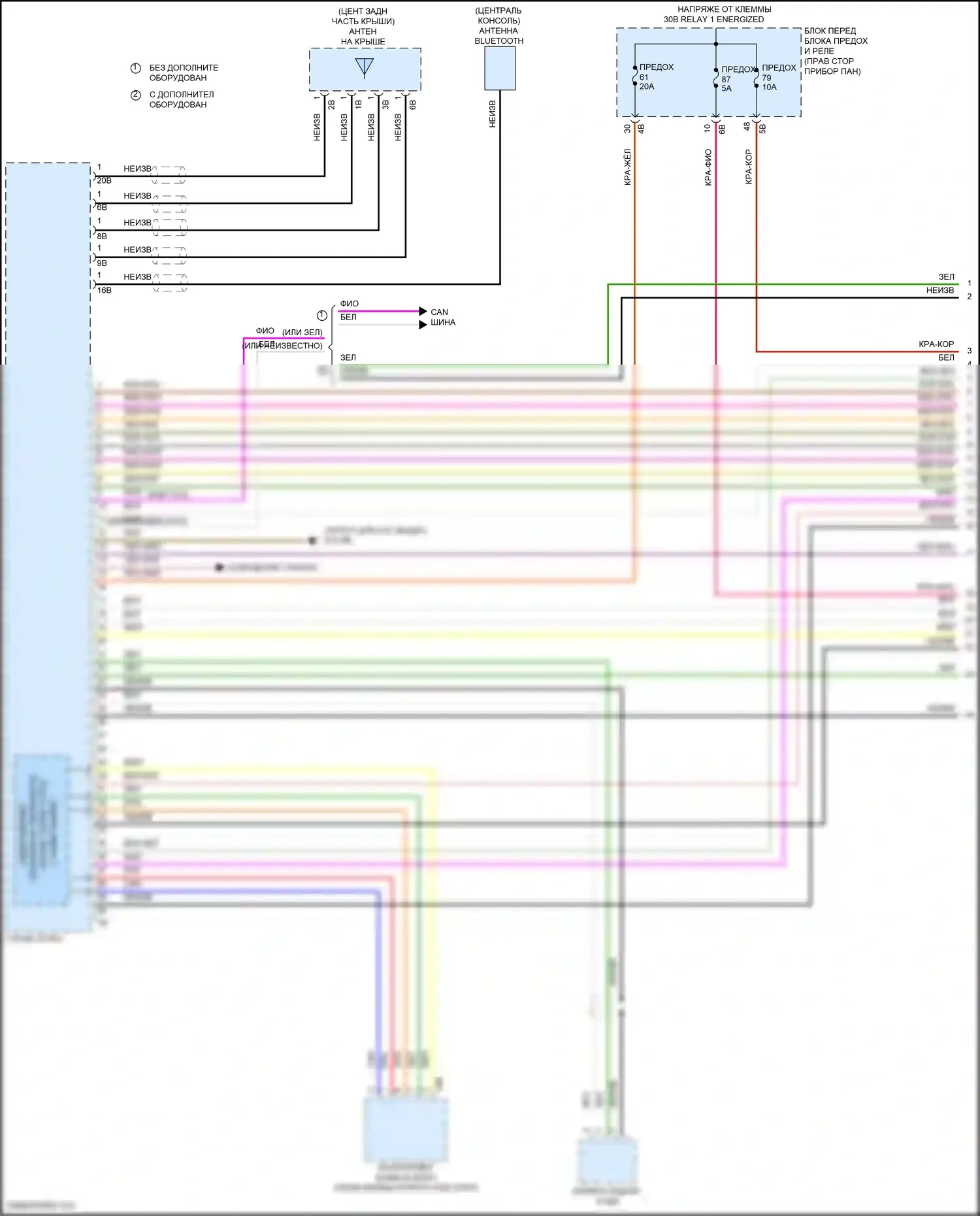 Cooper S MINI III (2013-2018): Электросхема магнитолы, хэтчбек с базовой магнитолой и активным звуковым оформлением (1 из 4) 