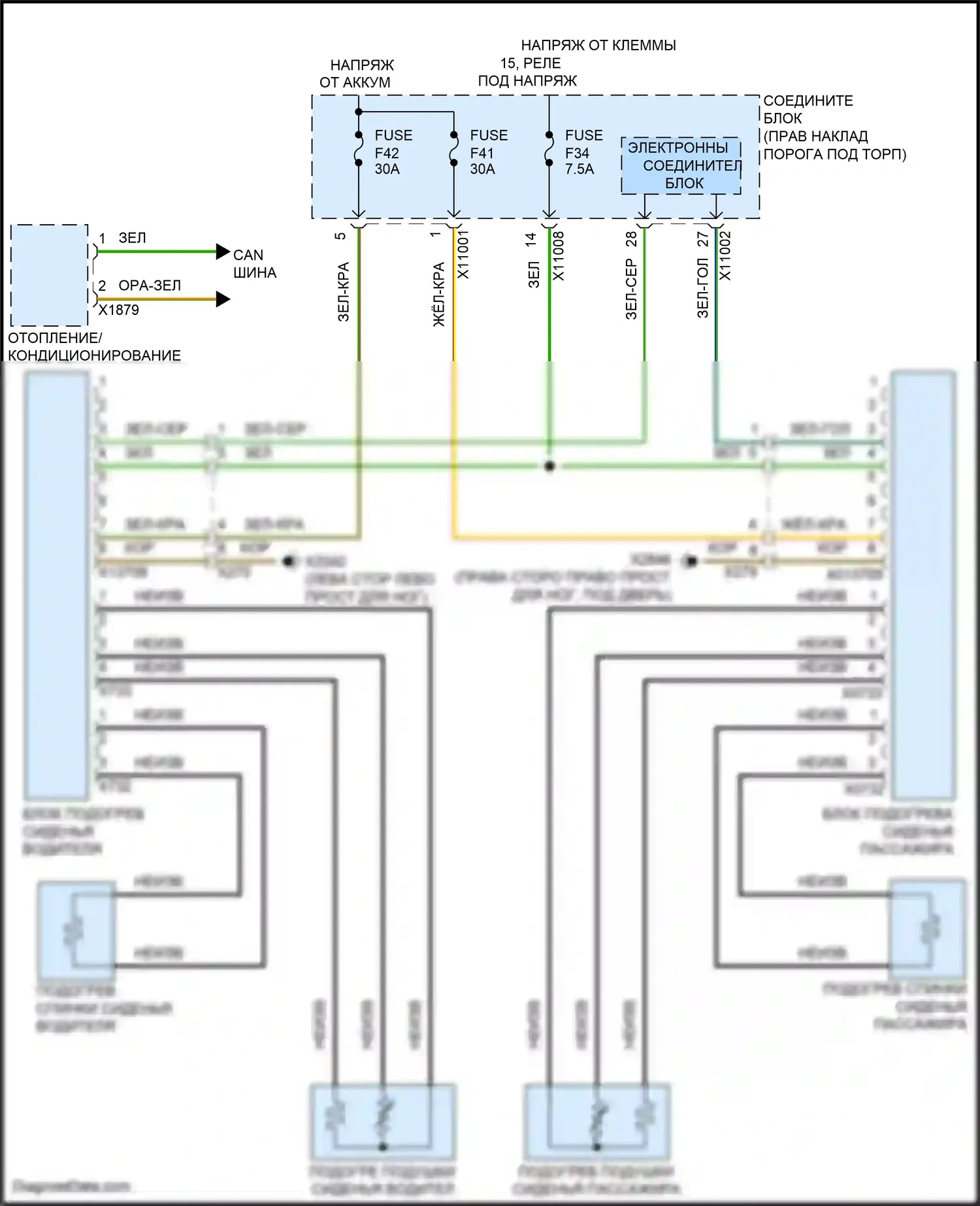 Cooper S MINI III (2013-2018): Электросхема сидений, кабриолет 