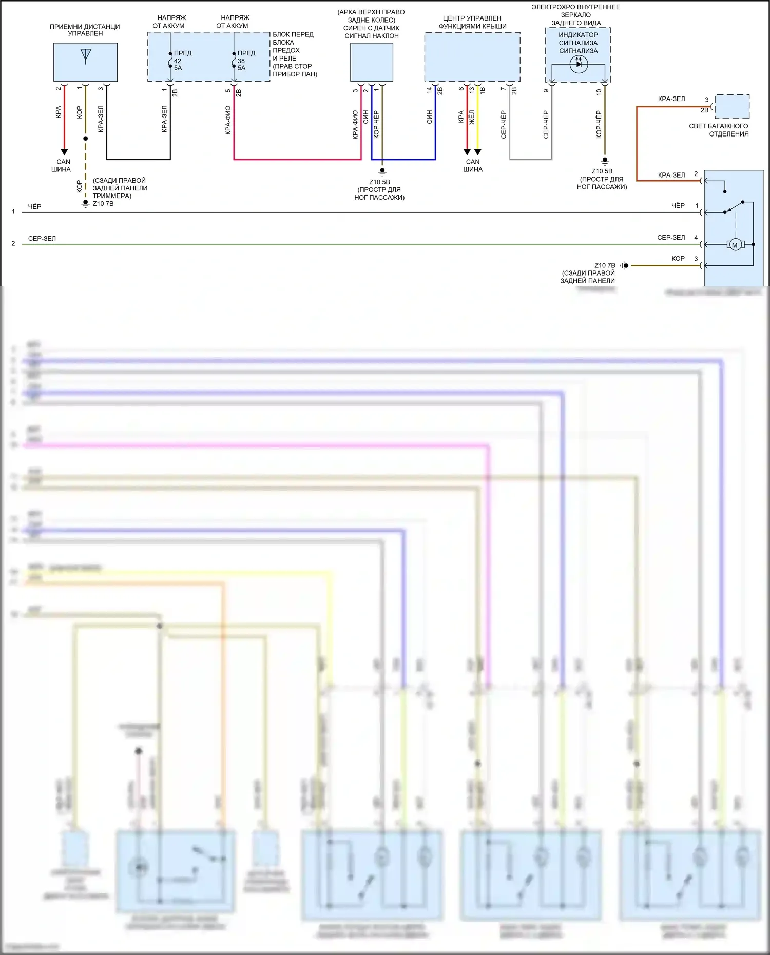 Cooper S MINI III (2013-2018): Электросхема сигнализации и центрального замков, хэтчбек (2 из 2) 
