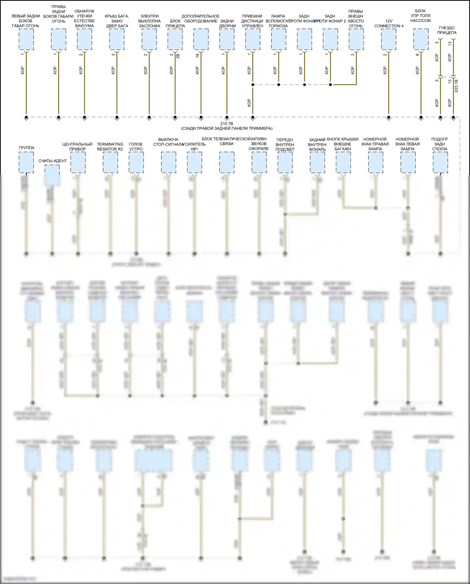 Cooper S MINI III (2013-2018): Электросхема разводки массы, хэтчбек (3 из 3) 
