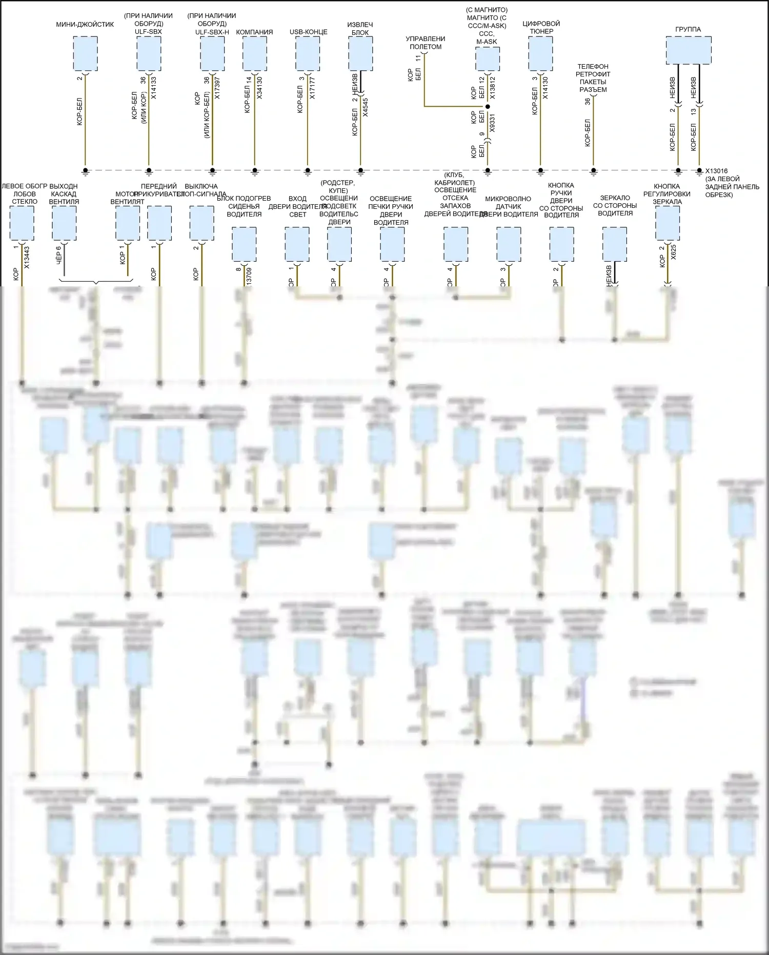 Cooper S MINI III (2013-2018): Электросхема разводки массы, родстер (2 из 3) 