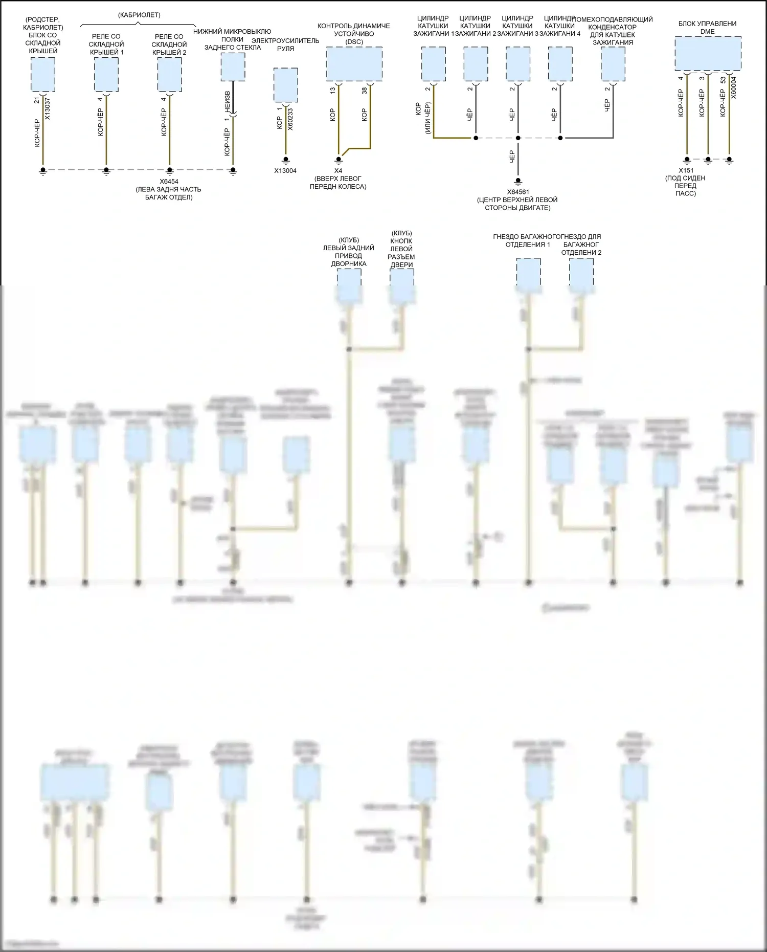 Cooper S MINI III (2013-2018): Электросхема разводки массы, родстер (3 из 3) 