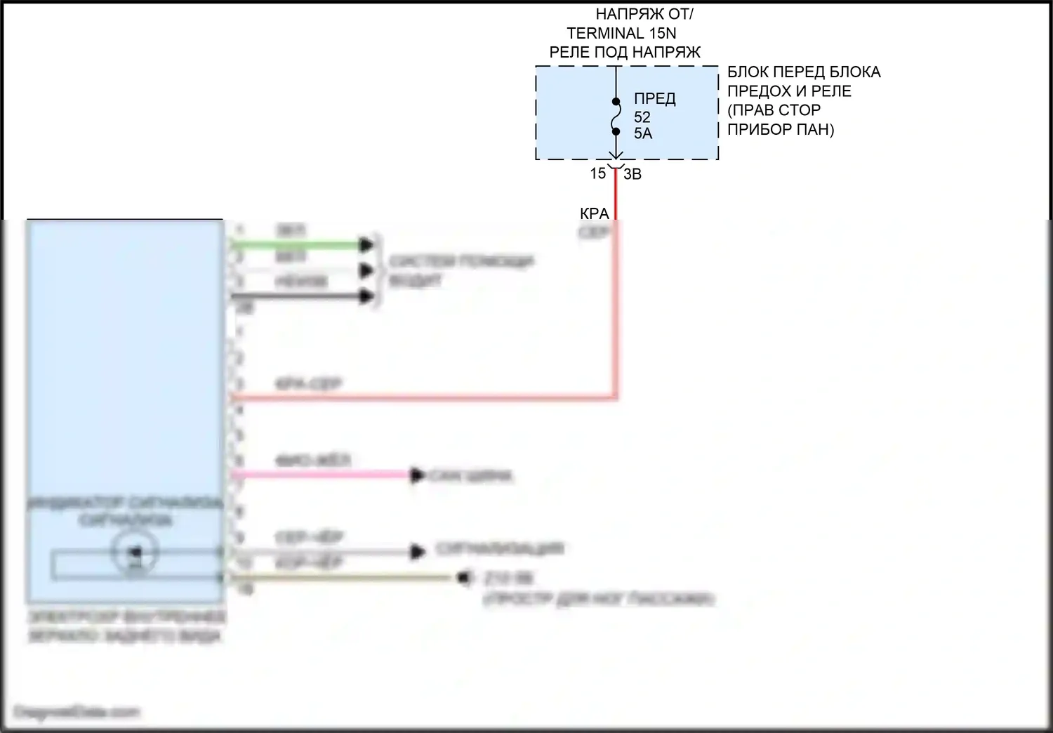Cooper S MINI III (2013-2018): Электросхема электрохромного зеркала, хэтчбек 