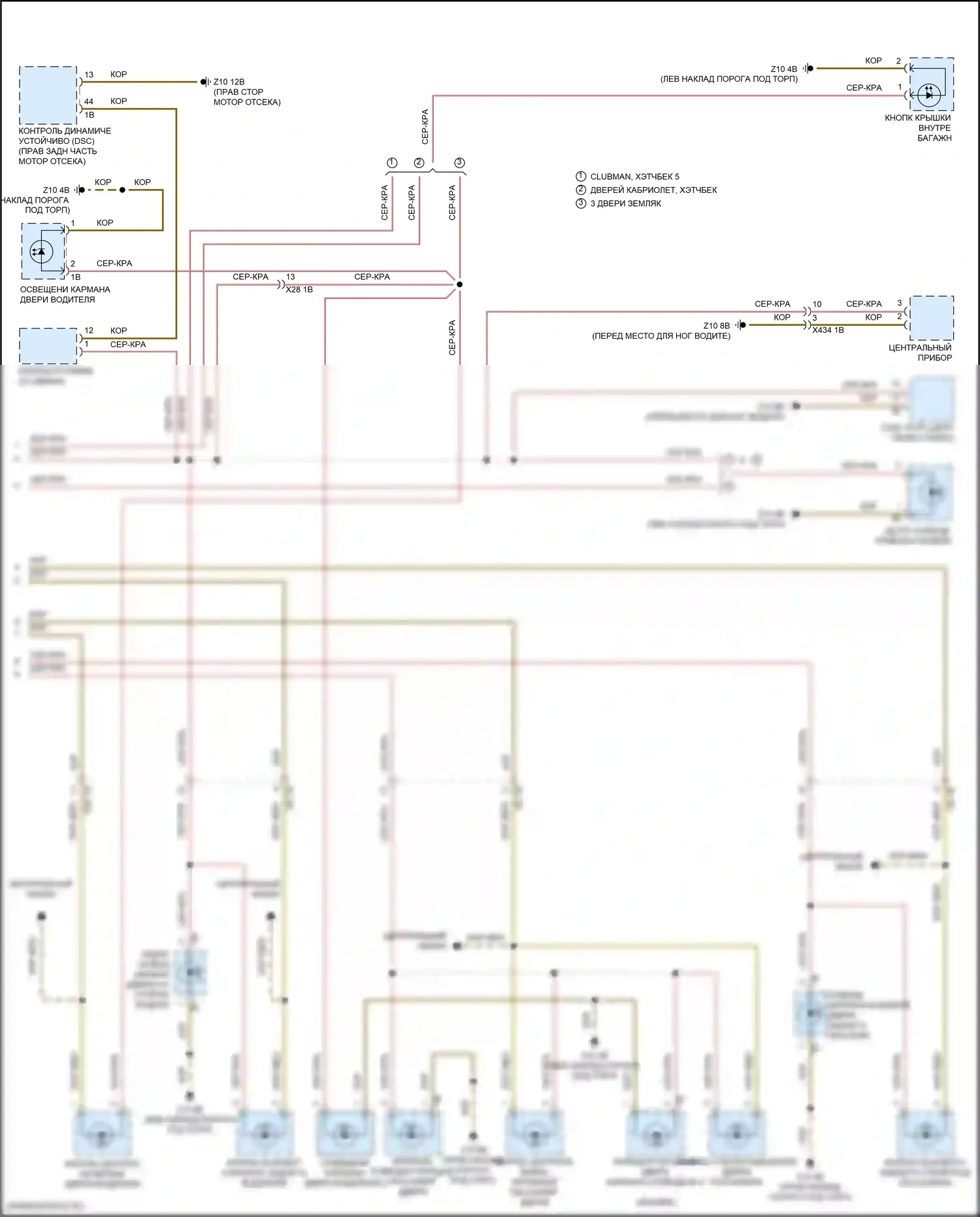 Cooper SD Clubman MINI II (2015-2019): Электросхема подсветки приборной панели (2 из 2) 