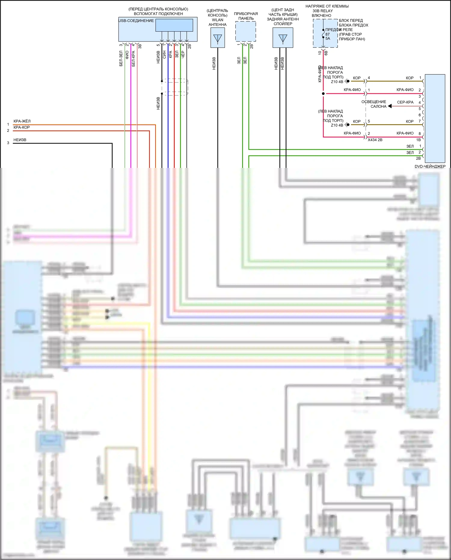 Cooper SD Countryman MINI II (2016-2020): Электросхема навигационной проводки, с базовой магнитолой и активным звуковым оформлением (4 из 4) 