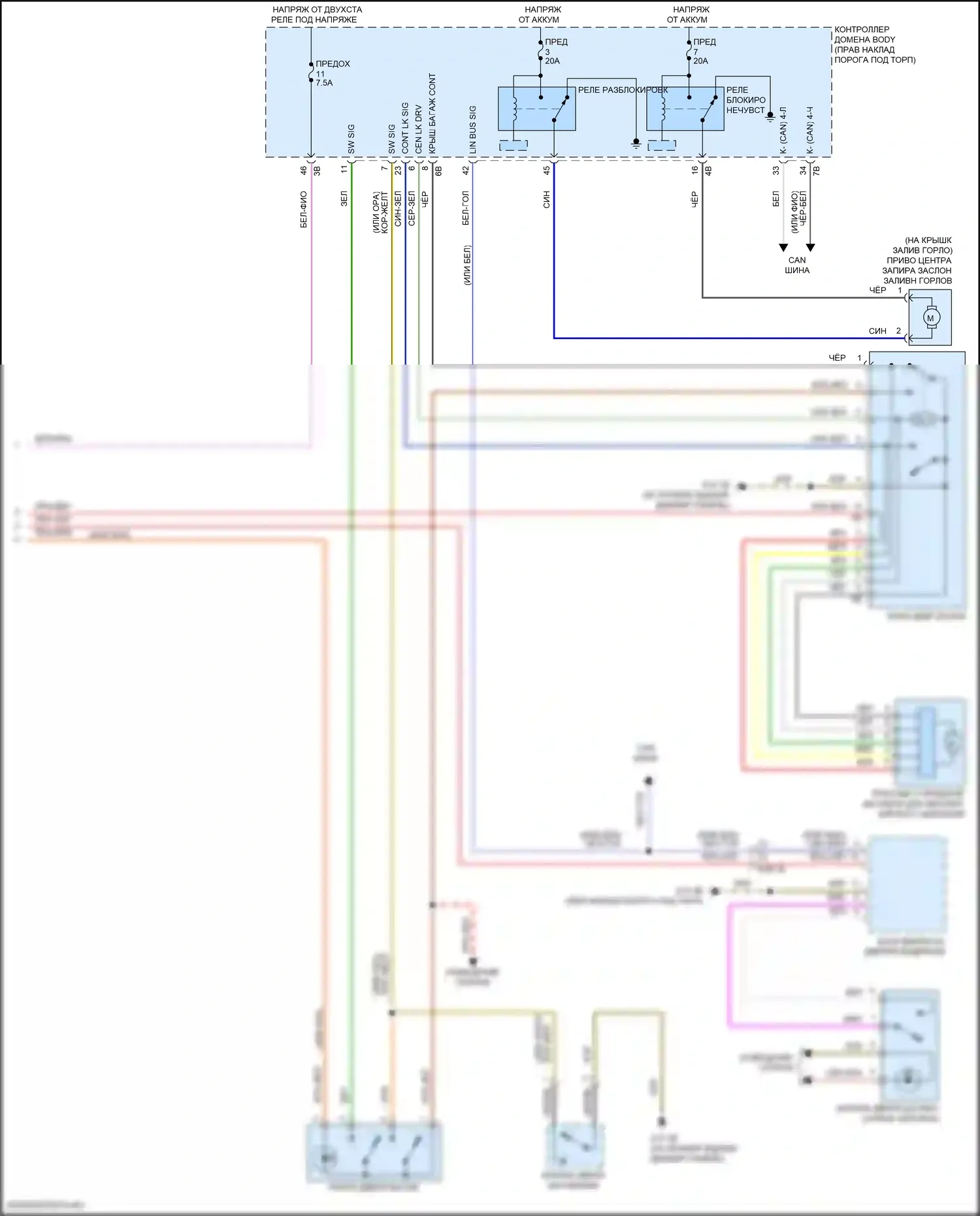Cooper SE Countryman MINI II (2016-2020): Электросхема открытия багажника и лючка топливного бака (2 из 2) 