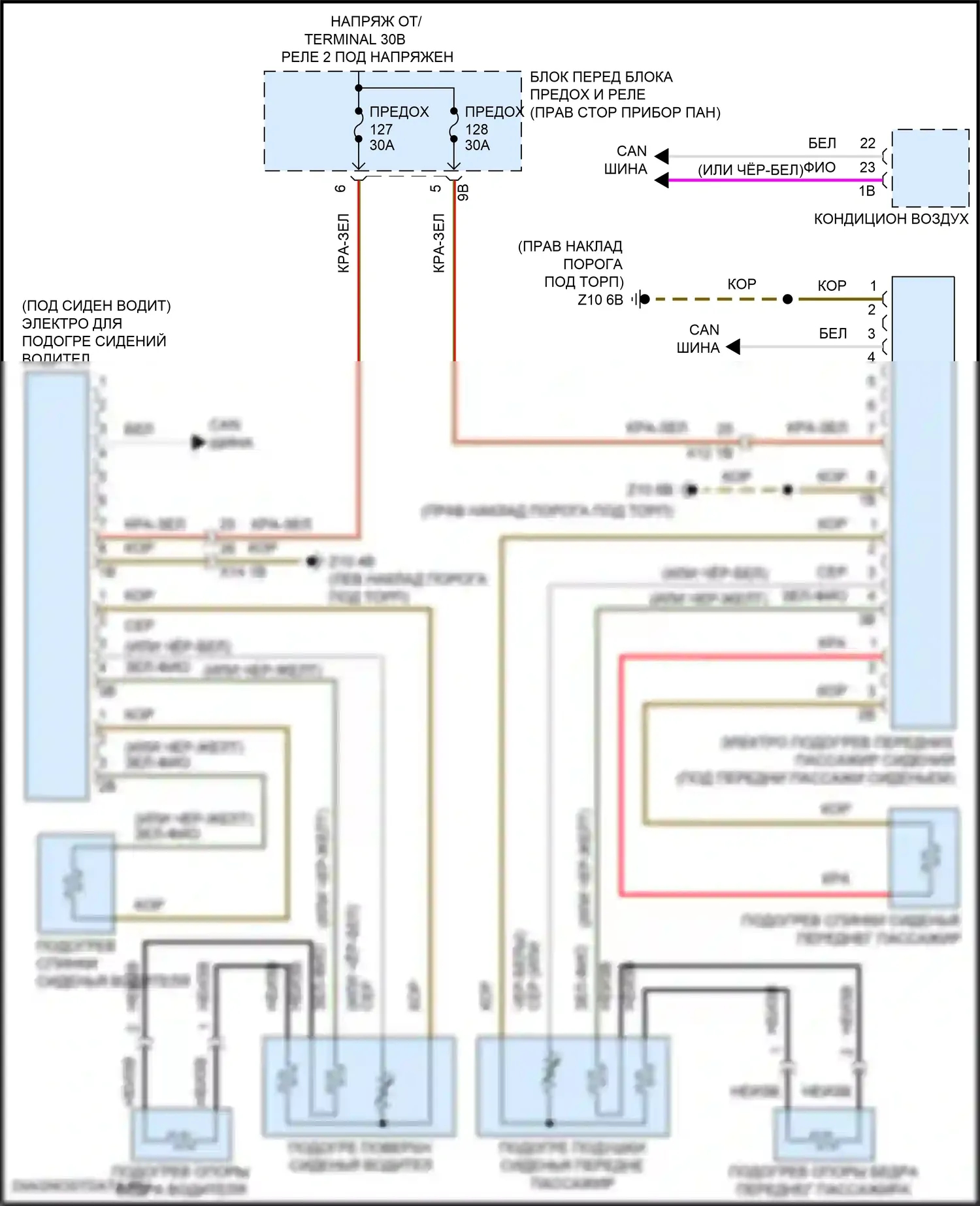 Cooper SE Countryman MINI II (2016-2020): Электросхема обогреваемых сидений, без памяти 