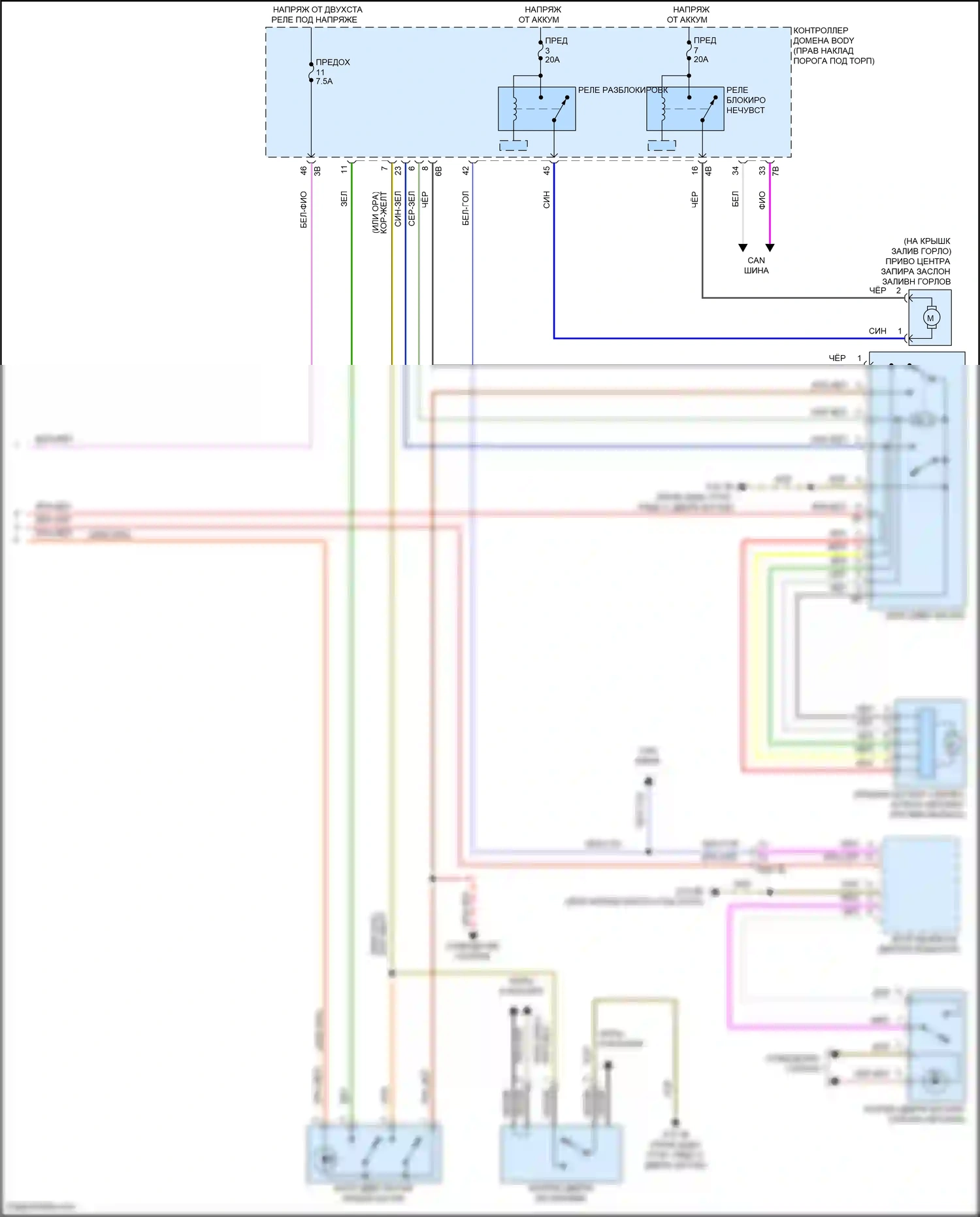 Cooper SE Countryman MINI III (2023-2024): Электросхема открытия багажника и лючка топливного бака (2 из 2) 