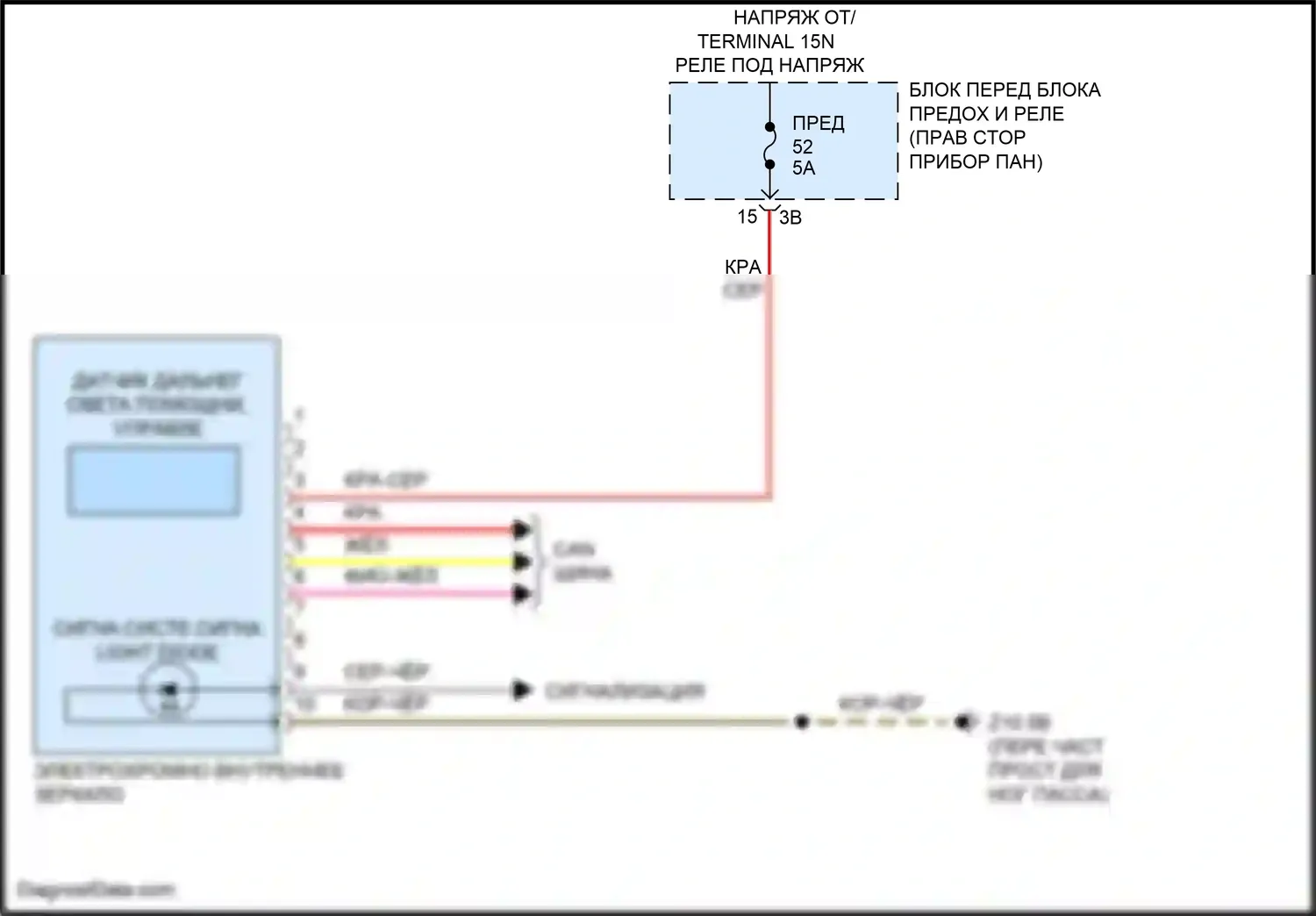 Cooper SE Countryman MINI III (2023-2024): Электросхема электрохромного зеркала 