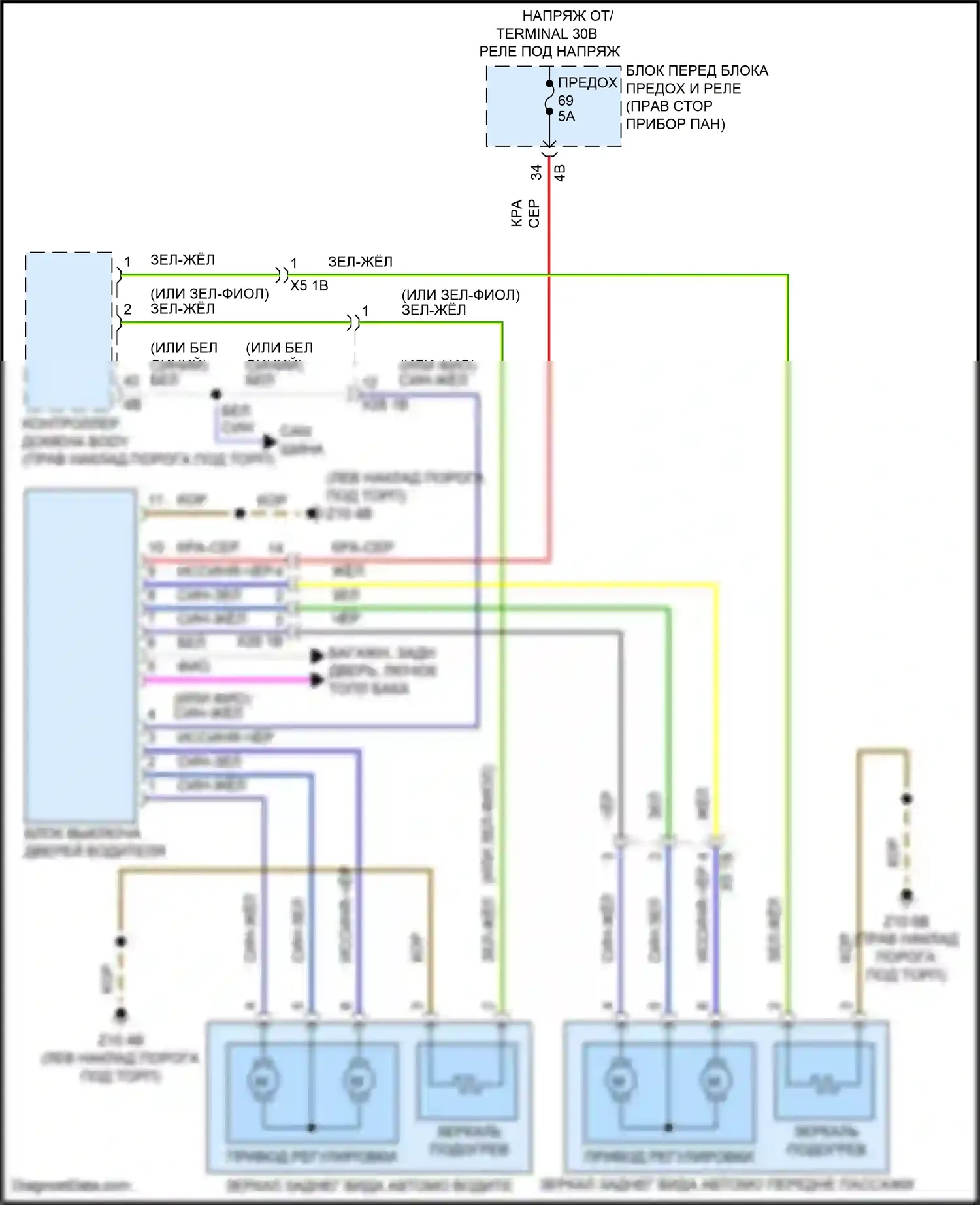 Cooper SE Countryman MINI III (2023-2024): Управление зеркалами заднего вида электросхема, без функции lin bus 