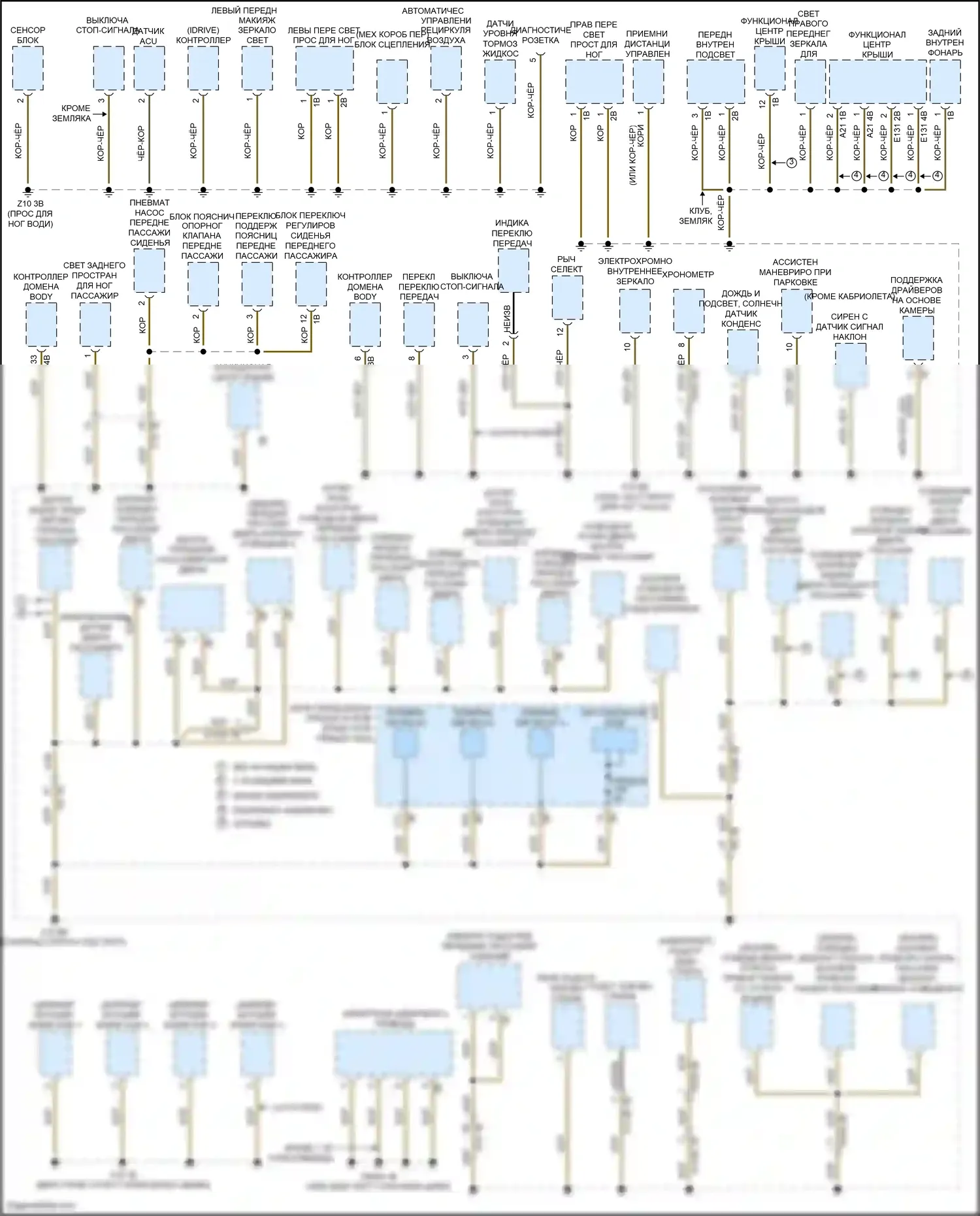 Cooper SE MINI III рестайлинг (2018-2021): Электросхема точек подключения масс (2 из 4) 