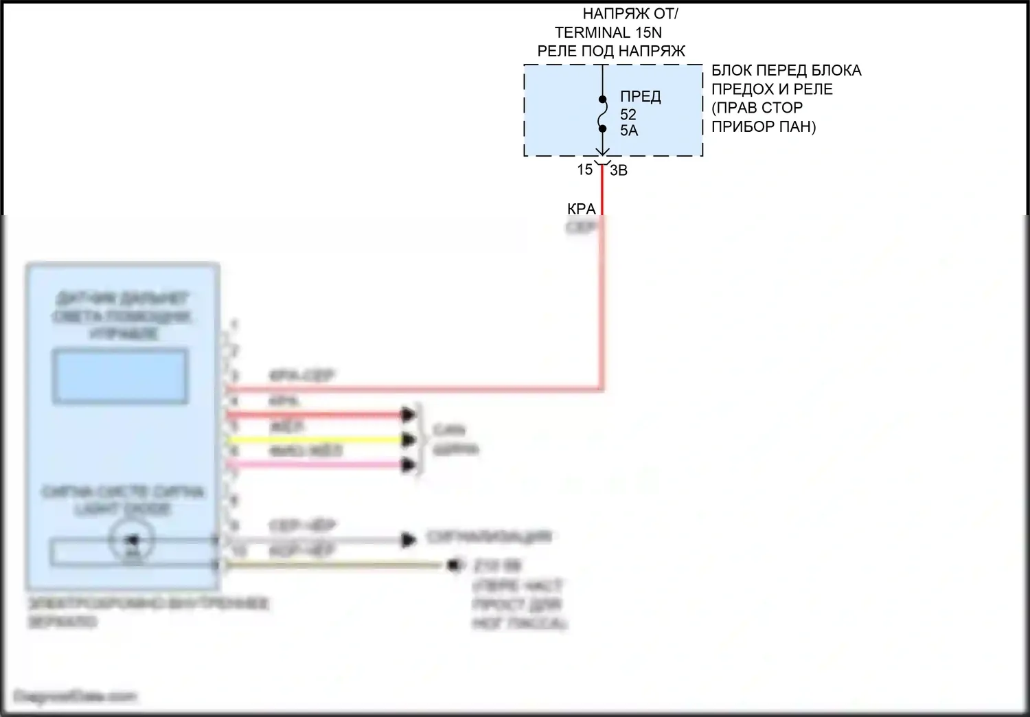 Cooper SE MINI III рестайлинг (2018-2021): Электросхема электрохромного зеркала 
