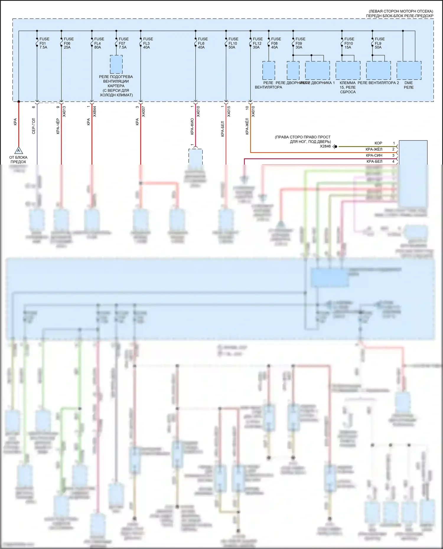 Cooper MINI II рестайлинг (2010-2015): Электросхема блока предохранителей реле (2 из 3) 