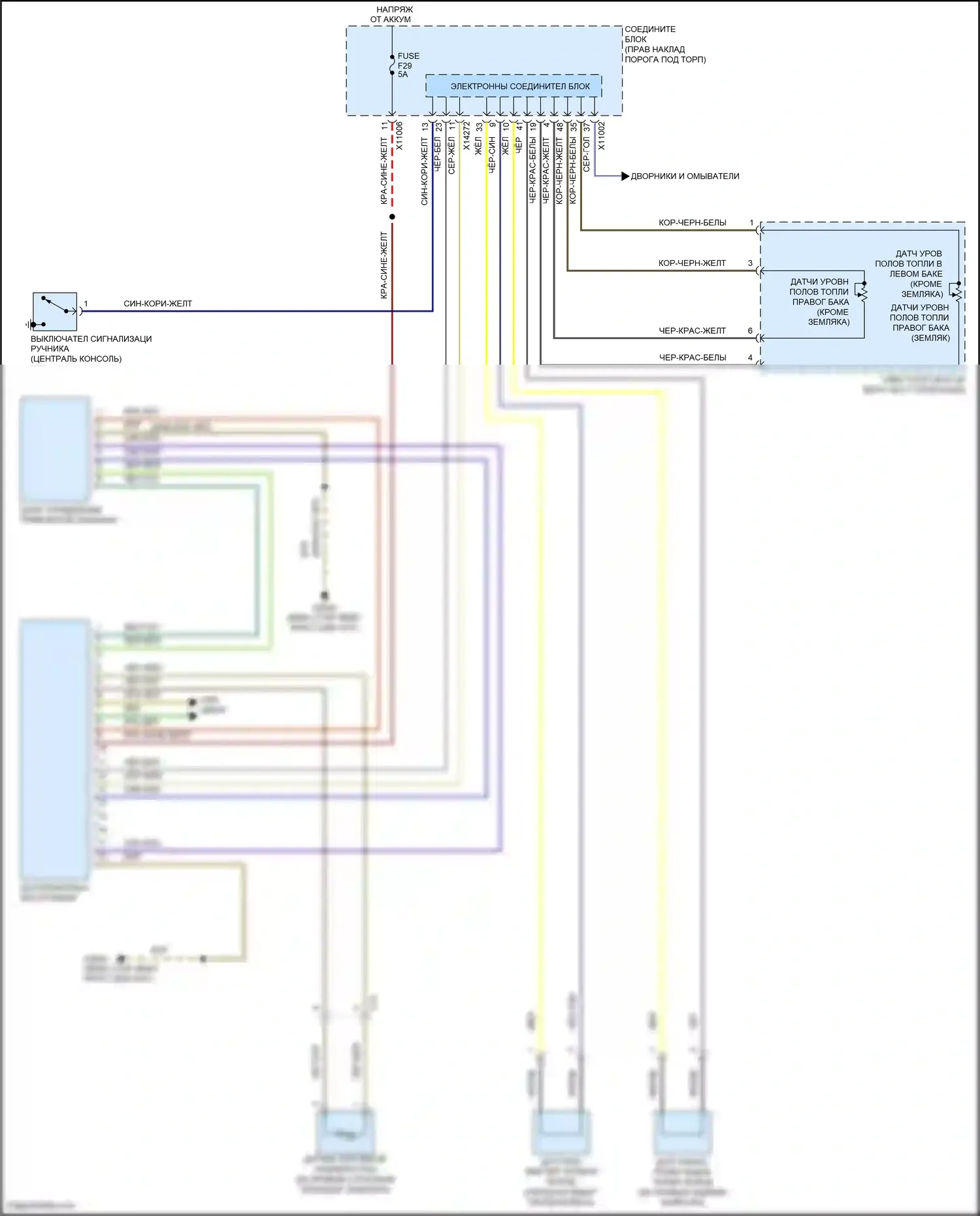 Cooper MINI II рестайлинг (2010-2015): Электросхема приборной панели 