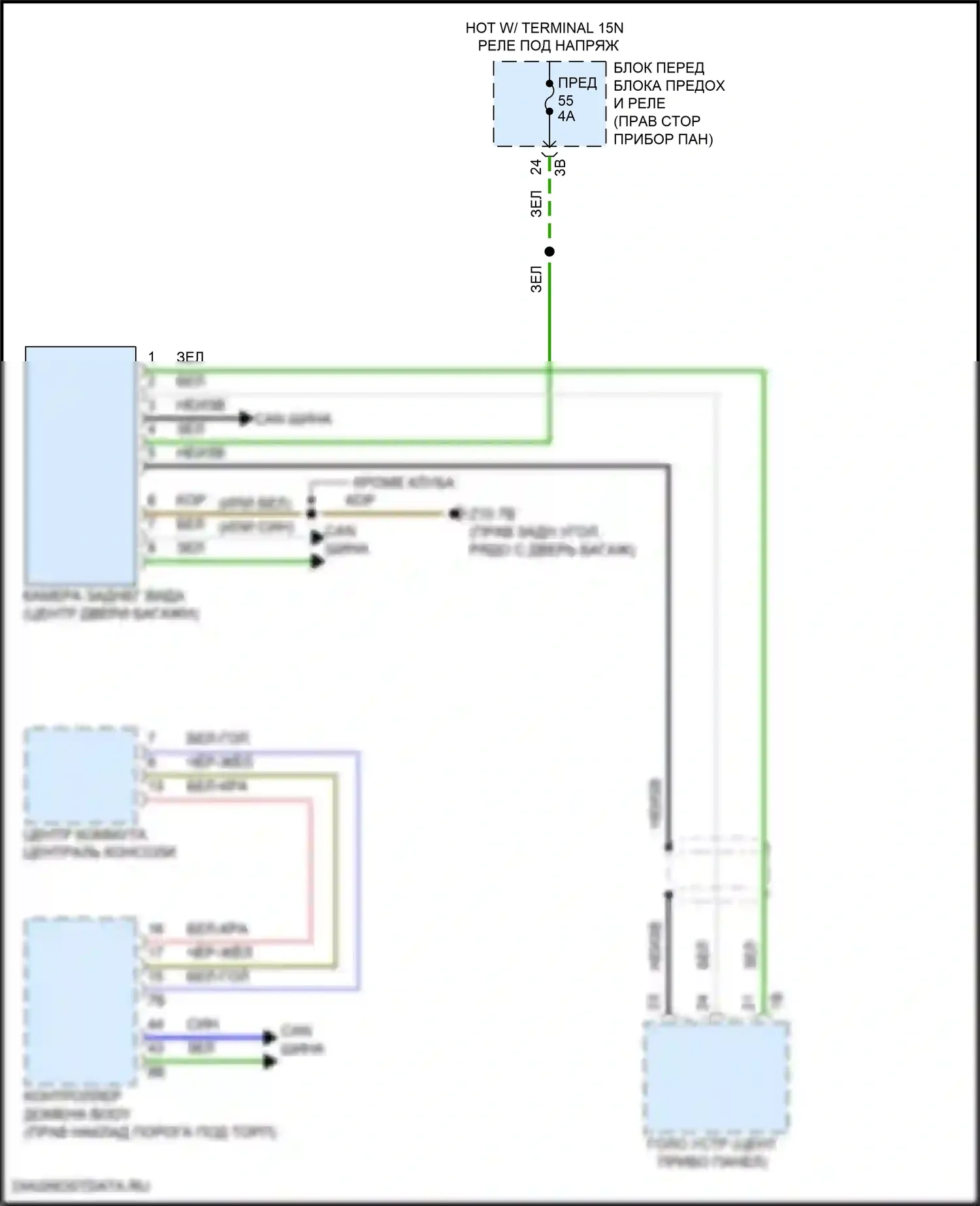 Cooper MINI III рестайлинг 2 (2021-2024): Электросхема задней камеры 