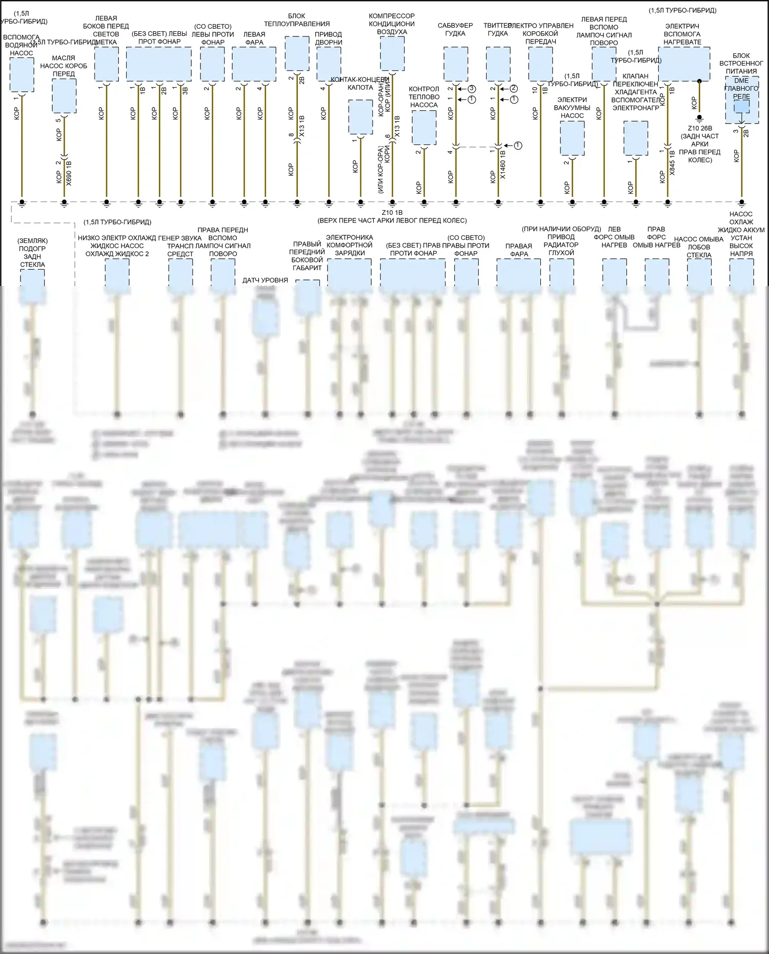 Cooper MINI III рестайлинг 2 (2021-2024): Электросхема точек подключения масс (1 из 4) 