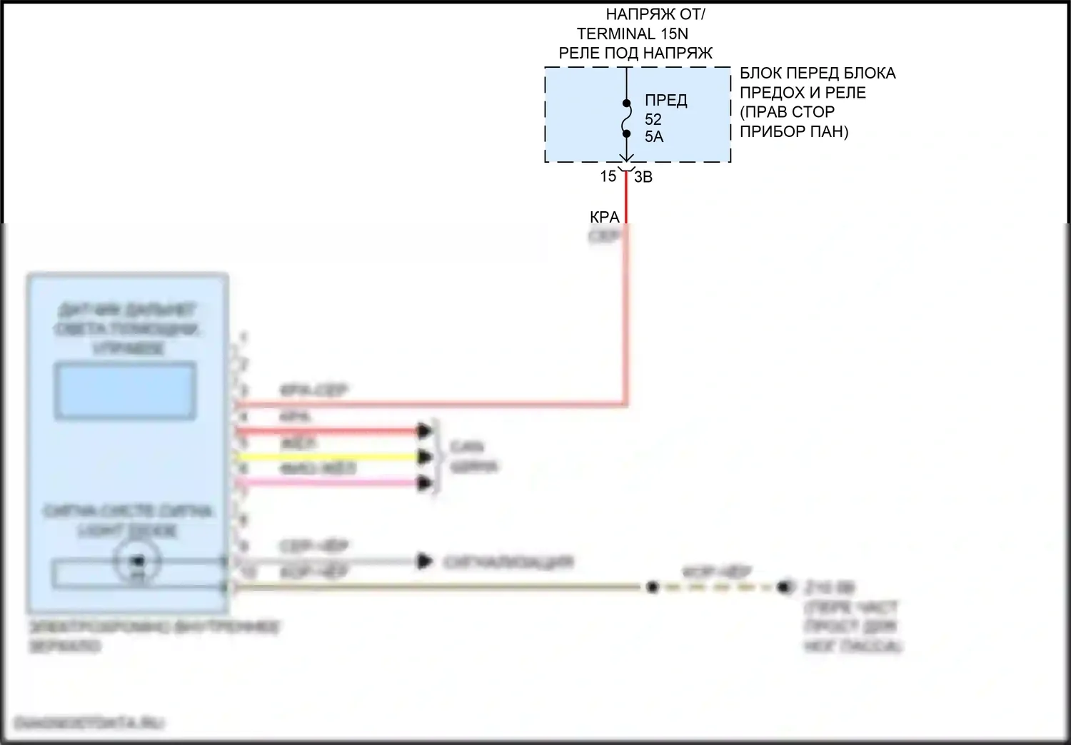 Cooper MINI III рестайлинг 2 (2021-2024): Электросхема электрохромного зеркала 
