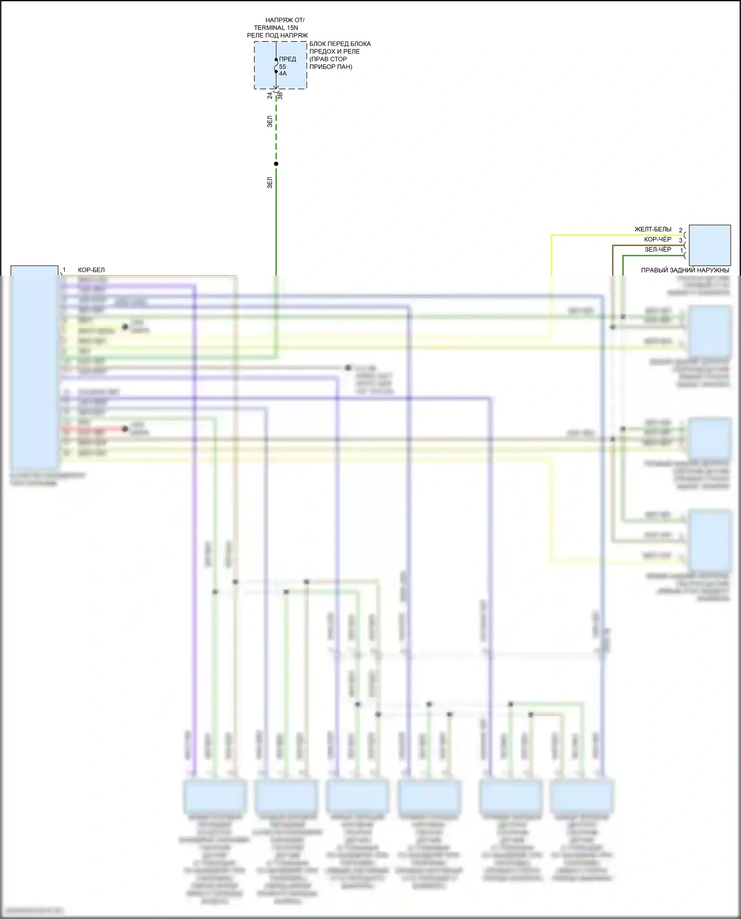 Cooper MINI III рестайлинг (2018-2021): Электросхема парктроника 