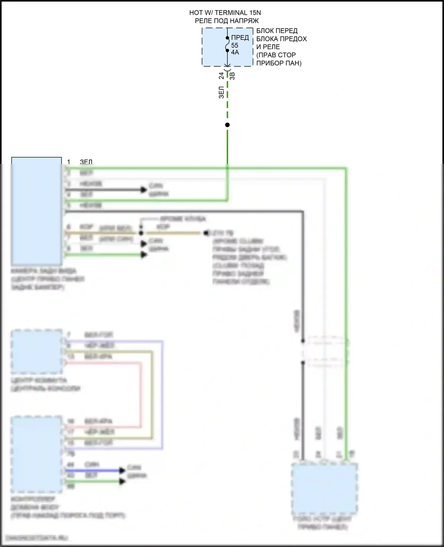 Cooper MINI III рестайлинг (2018-2021): Электросхема задней камеры 